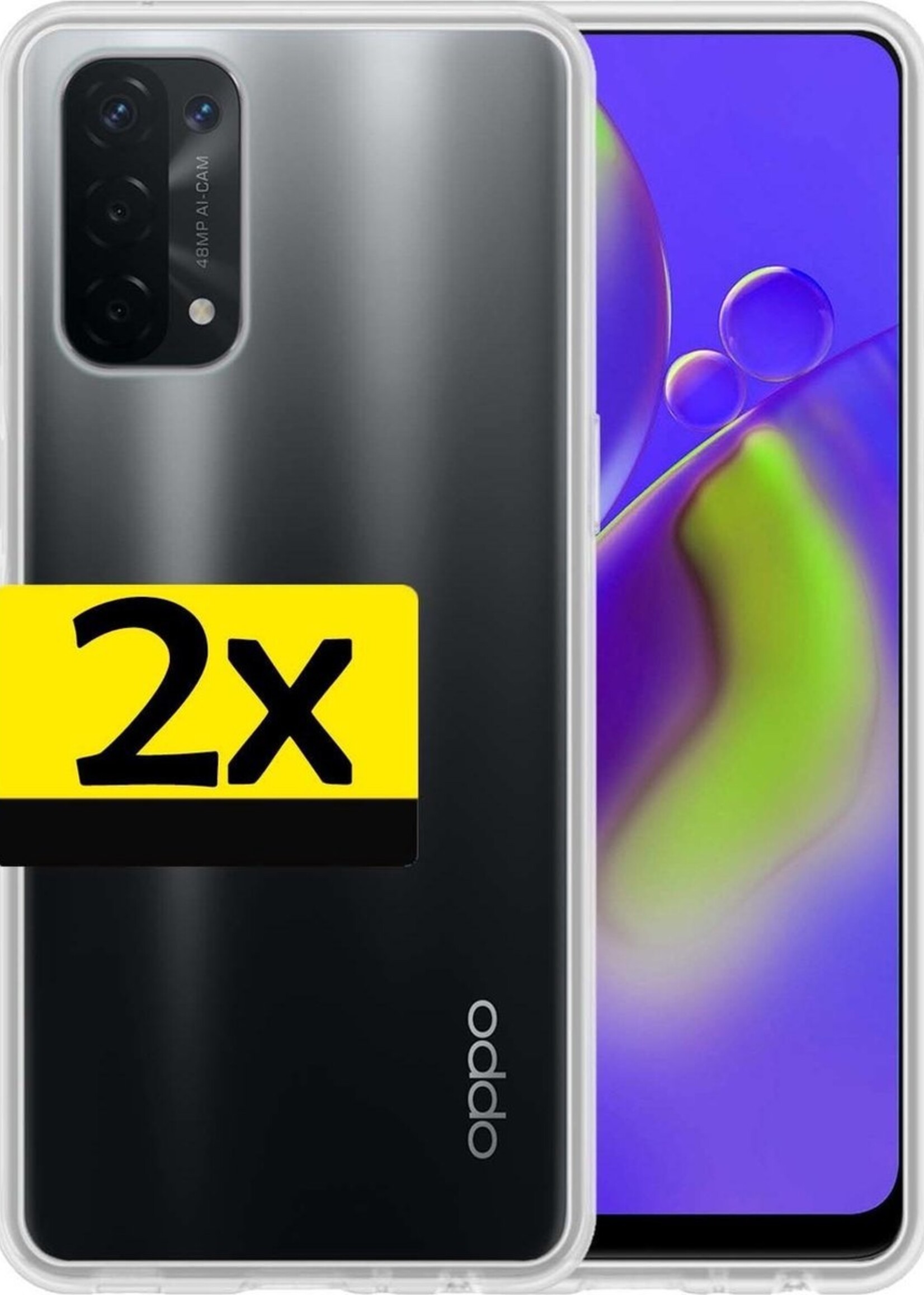 LUQ Hoesje Geschikt voor OPPO A74 5G Hoesje Siliconen Case - Hoes Geschikt voor OPPO A74 5G Hoes Siliconen - Transparant - 2 Stuks