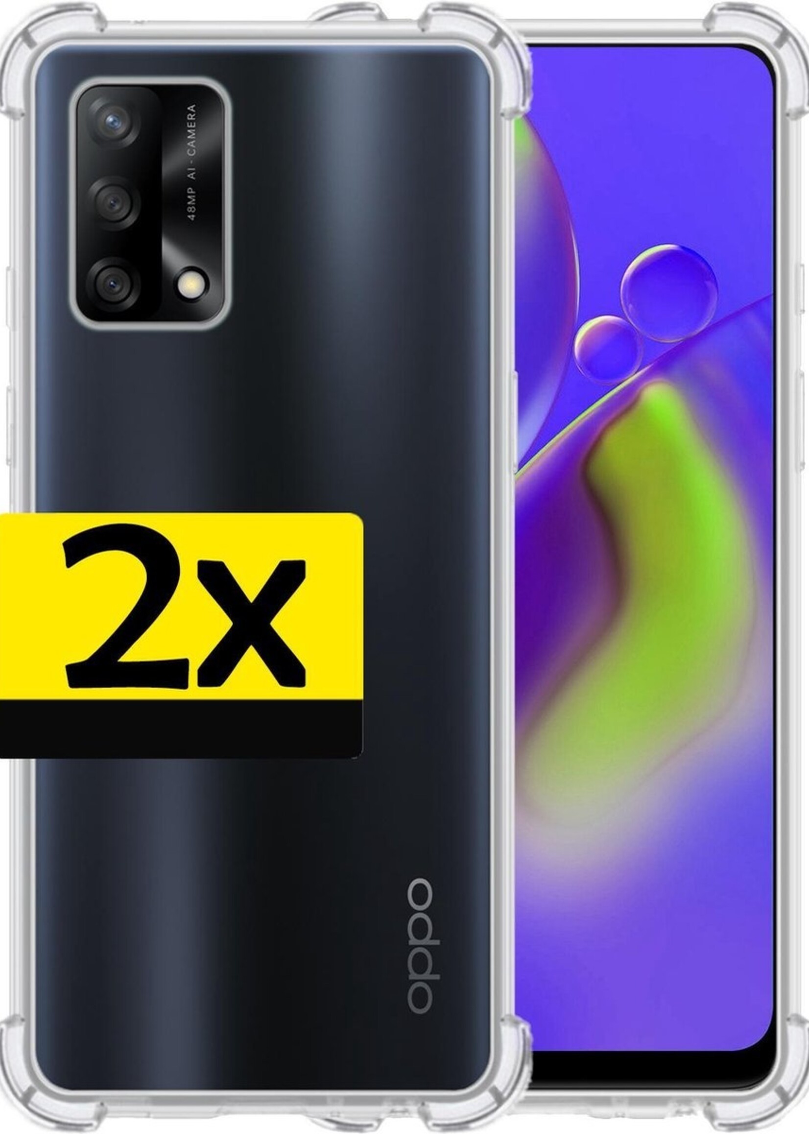 LUQ Hoesje Geschikt voor OPPO A74 4G Hoesje Shockproof Case Siliconen - Hoes Geschikt voor OPPO A74 4G Hoes Cover Siliconen - Transparant - 2 Stuks