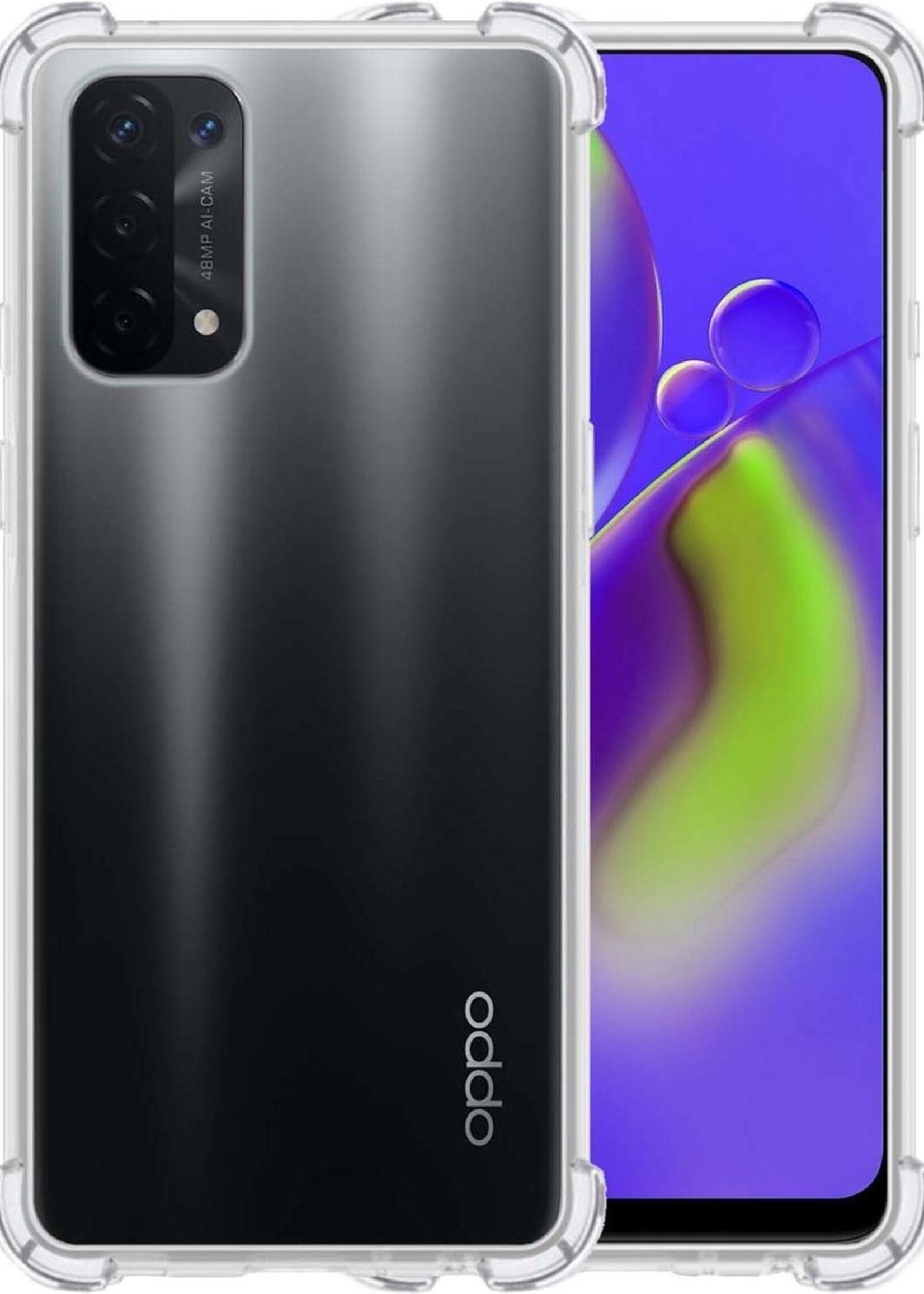 LUQ Hoesje Geschikt voor OPPO A74 5G Hoesje Shockproof Case Siliconen - Hoes Geschikt voor OPPO A74 5G Hoes Cover Siliconen - Transparant