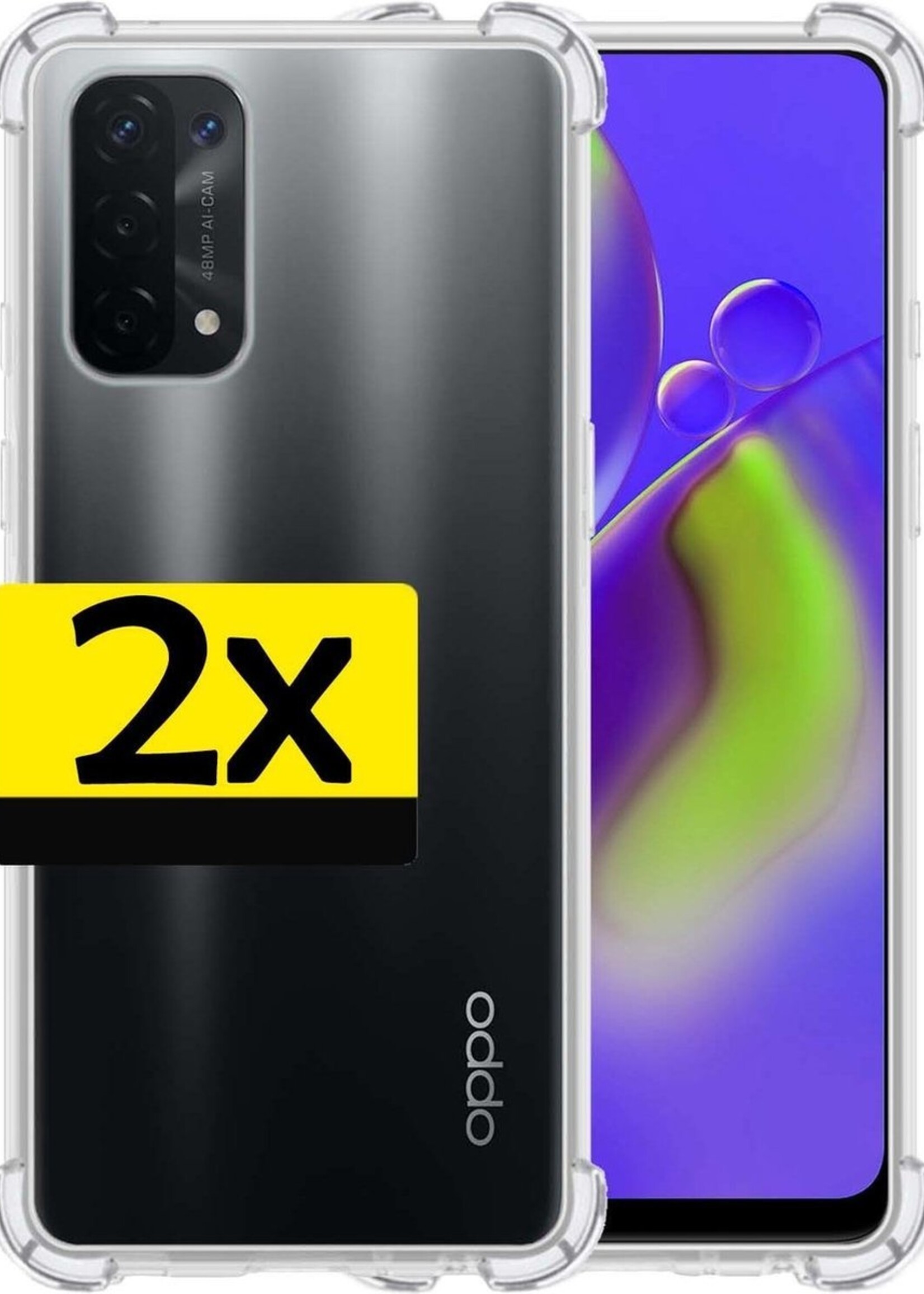 LUQ Hoesje Geschikt voor OPPO A74 5G Hoesje Shockproof Case Siliconen - Hoes Geschikt voor OPPO A74 5G Hoes Cover Siliconen - Transparant - 2 Stuks