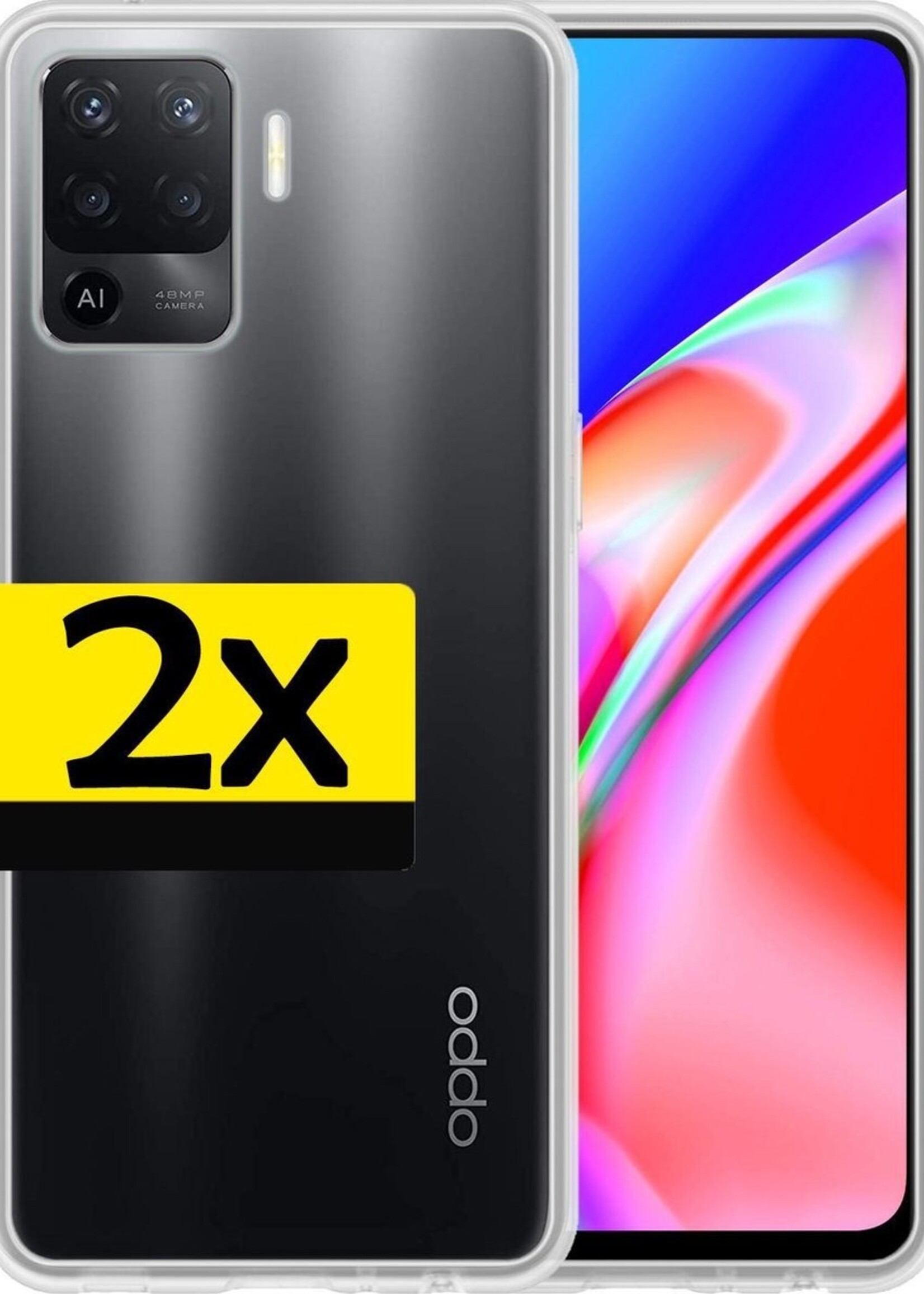 LUQ Hoesje Geschikt voor OPPO A94 Hoesje Siliconen Case - Hoes Geschikt voor OPPO A94 Hoes Siliconen - Transparant - 2 Stuks