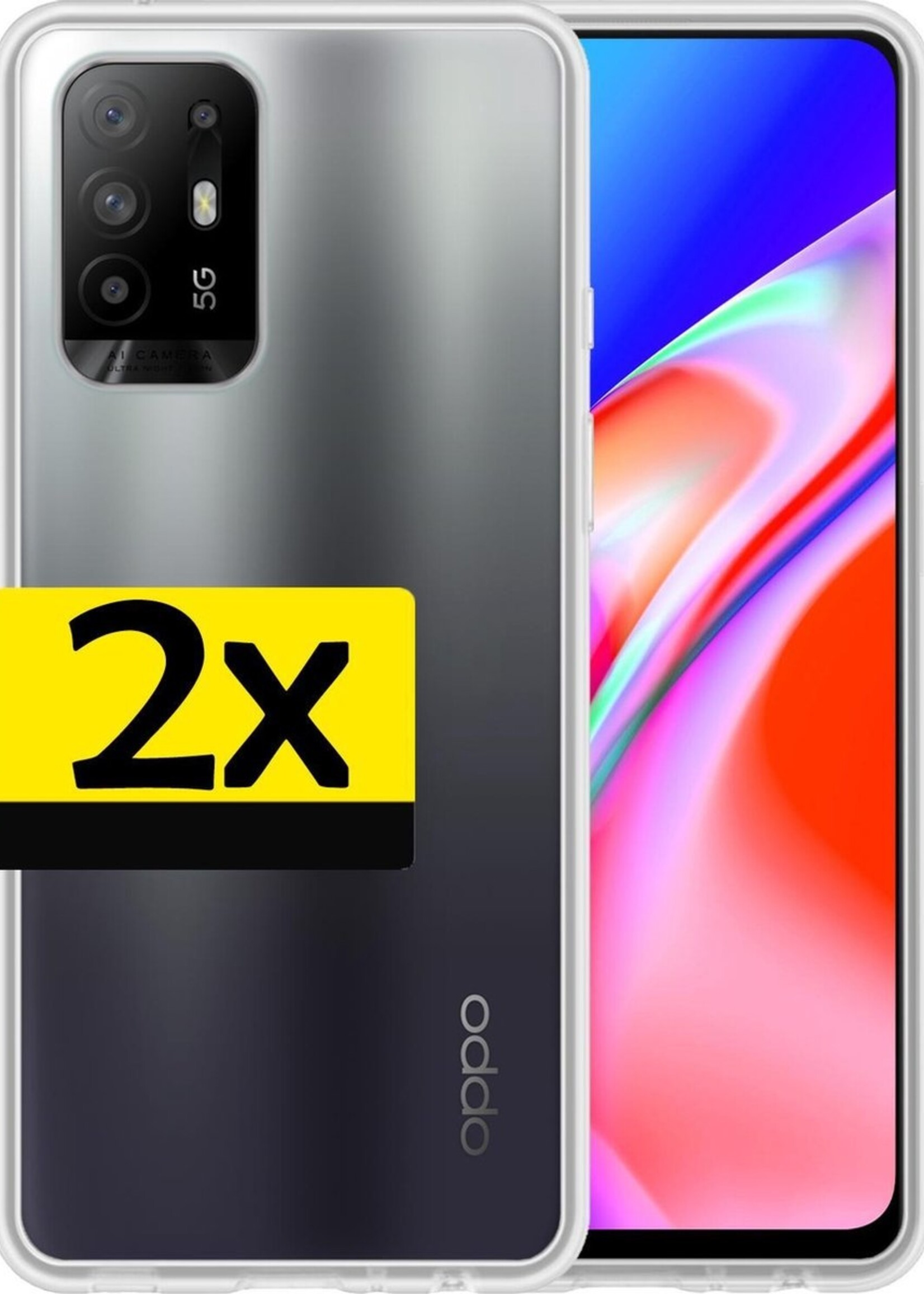 LUQ Hoesje Geschikt voor OPPO A94 5G Hoesje Siliconen Case - Hoes Geschikt voor OPPO A94 5G Hoes Siliconen - Transparant - 2 Stuks