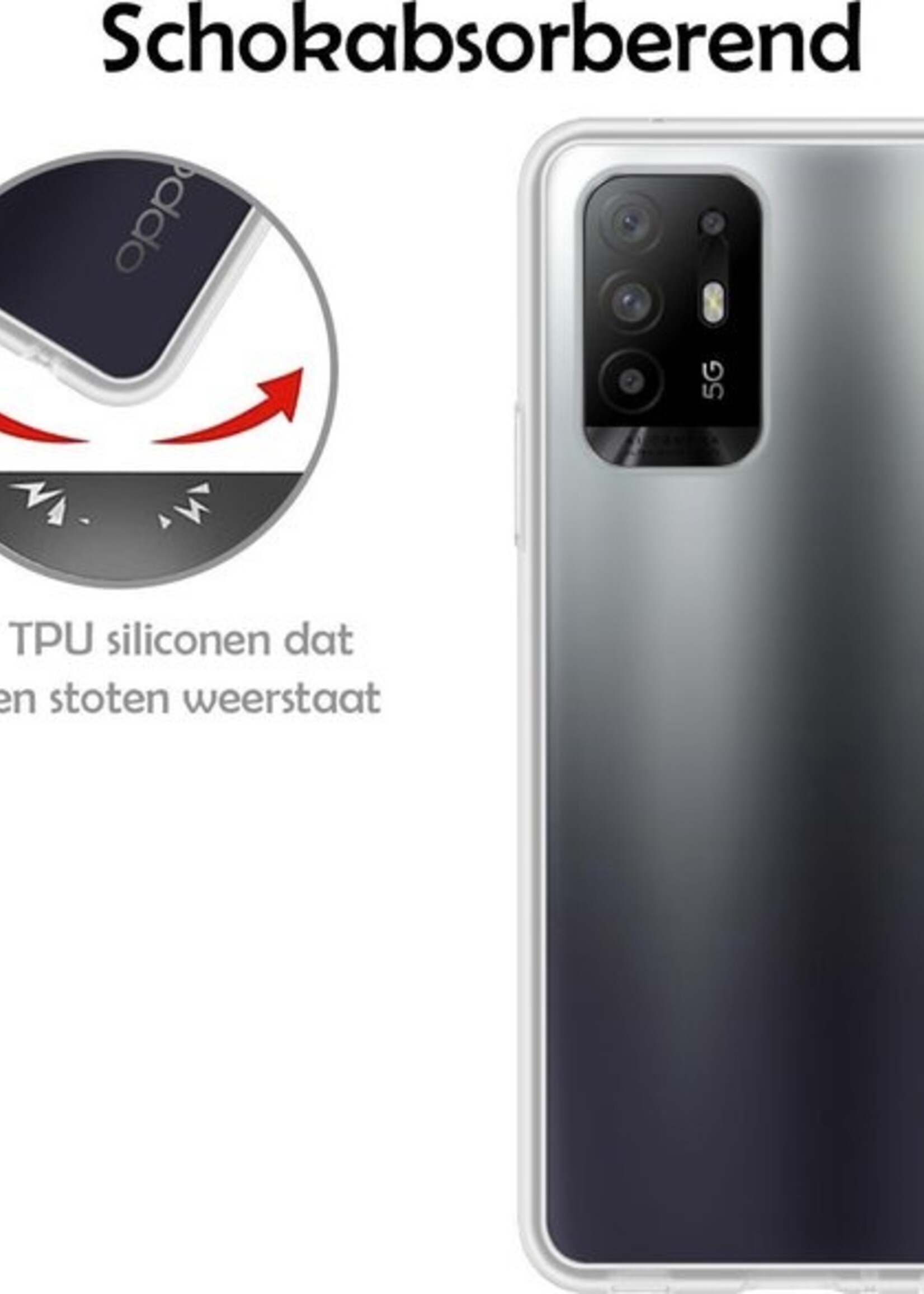 LUQ Hoesje Geschikt voor OPPO A94 5G Hoesje Siliconen Case - Hoes Geschikt voor OPPO A94 5G Hoes Siliconen - Transparant - 2 Stuks