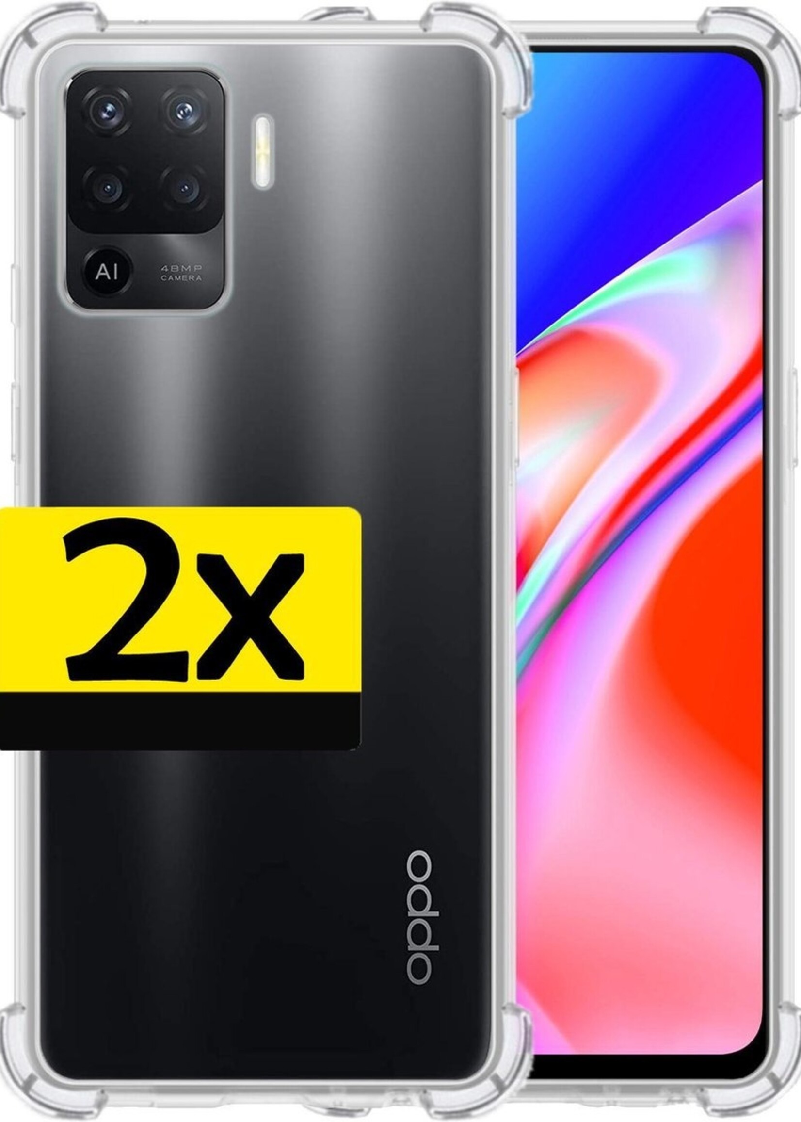 LUQ Hoesje Geschikt voor OPPO A94 Hoesje Shockproof Case Siliconen - Hoes Geschikt voor OPPO A94 Hoes Cover Siliconen - Transparant - 2 Stuks