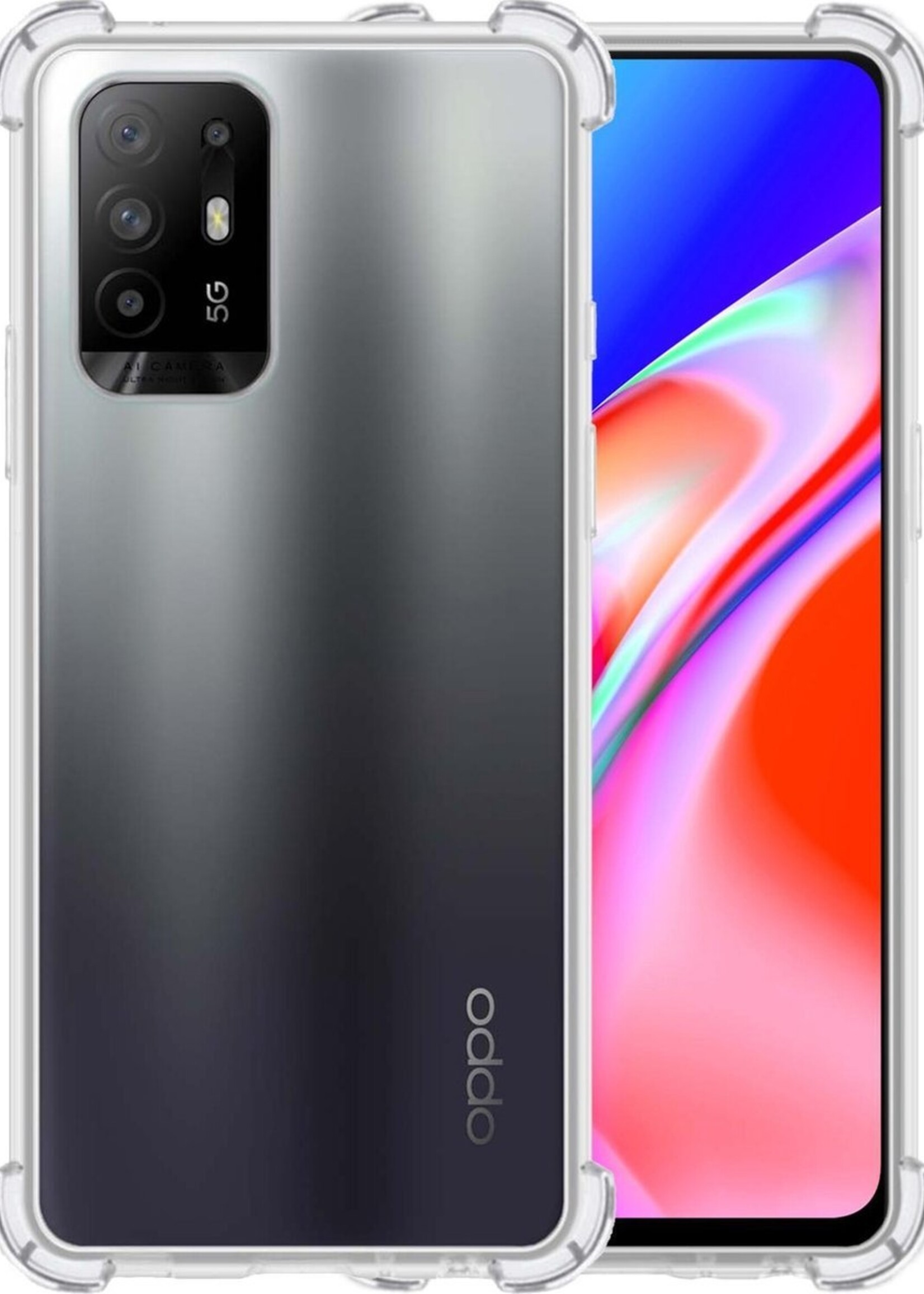 LUQ Hoesje Geschikt voor OPPO A94 5G Hoesje Shockproof Case Siliconen - Hoes Geschikt voor OPPO A94 5G Hoes Cover Siliconen - Transparant