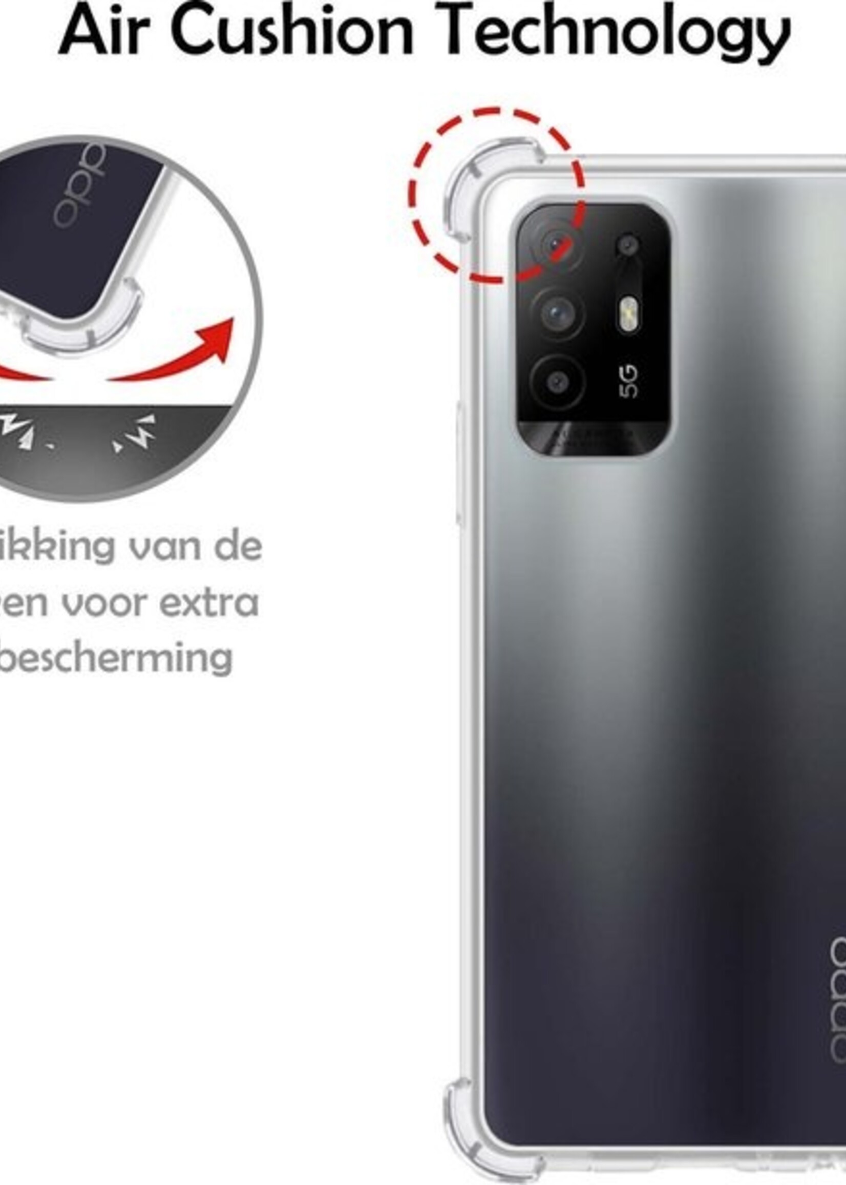 LUQ Hoesje Geschikt voor OPPO A94 5G Hoesje Shockproof Case Siliconen - Hoes Geschikt voor OPPO A94 5G Hoes Cover Siliconen - Transparant