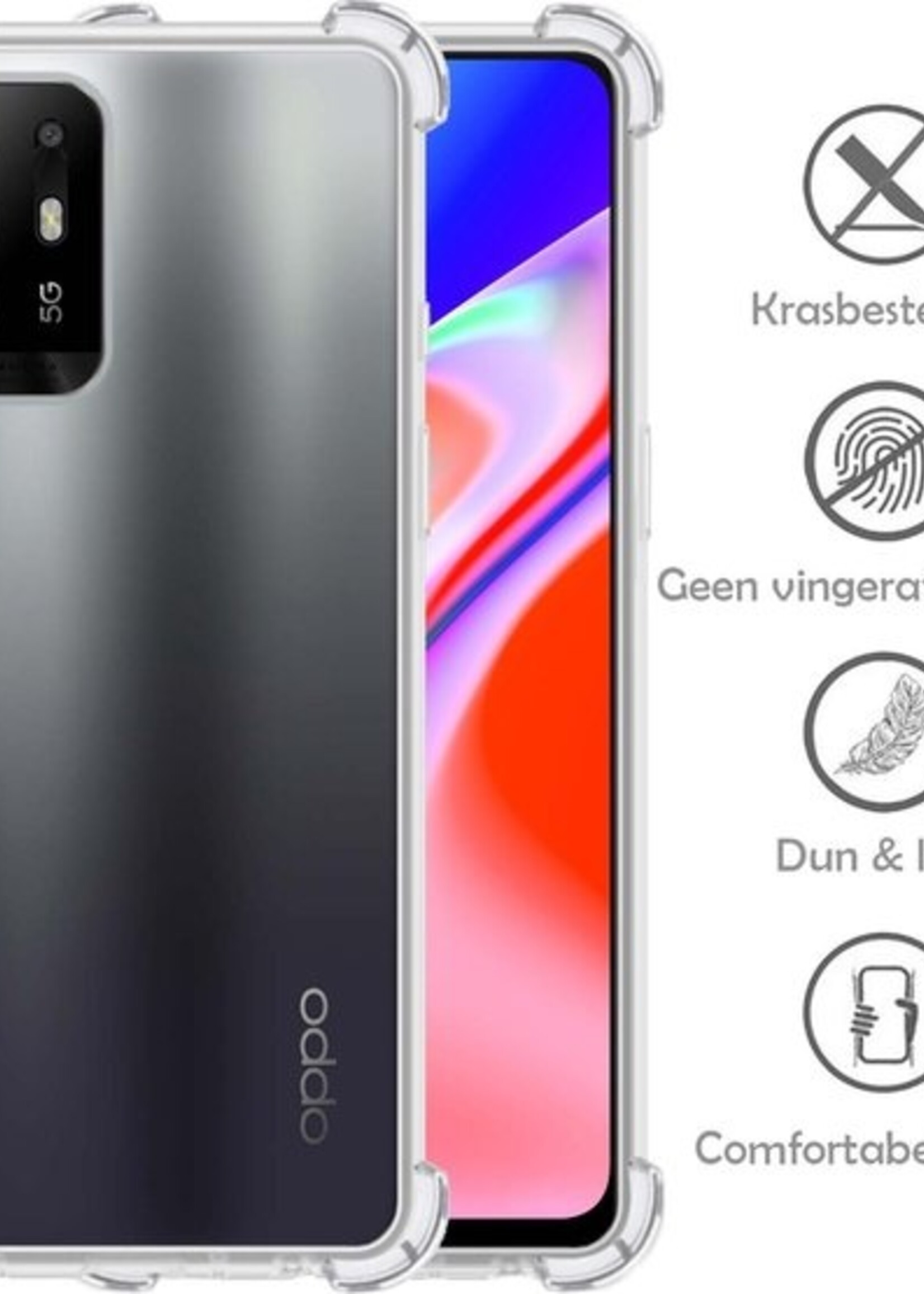 LUQ Hoesje Geschikt voor OPPO A94 5G Hoesje Shockproof Case Siliconen - Hoes Geschikt voor OPPO A94 5G Hoes Cover Siliconen - Transparant