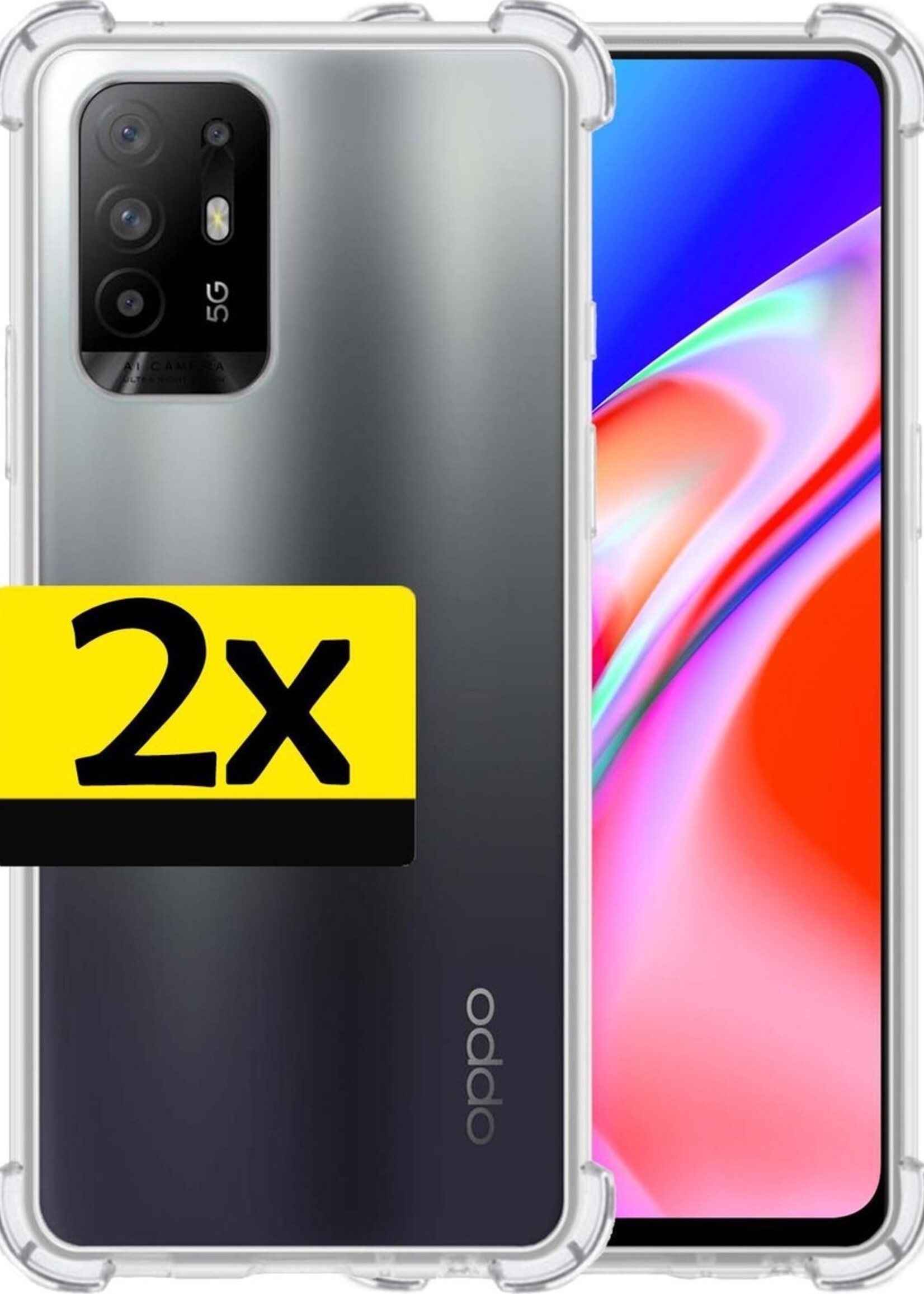 LUQ Hoesje Geschikt voor OPPO A94 5G Hoesje Shockproof Case Siliconen - Hoes Geschikt voor OPPO A94 5G Hoes Cover Siliconen - Transparant - 2 Stuks