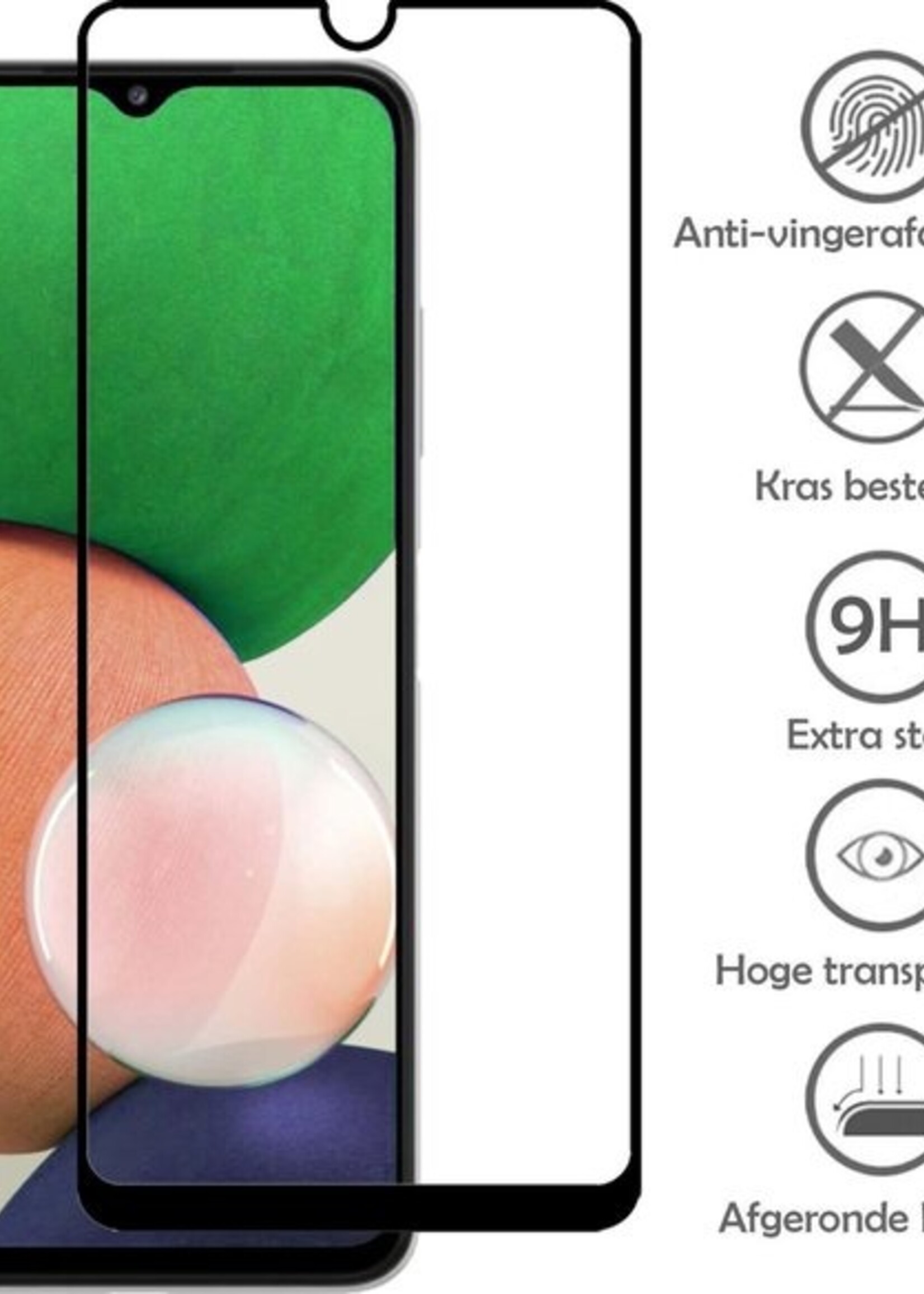 LUQ Screenprotector Geschikt voor Samsung A22 5G Screenprotector Glas Full Cover - Screenprotector Geschikt voor Samsung Galaxy A22 5G Screenprotector Full Cover