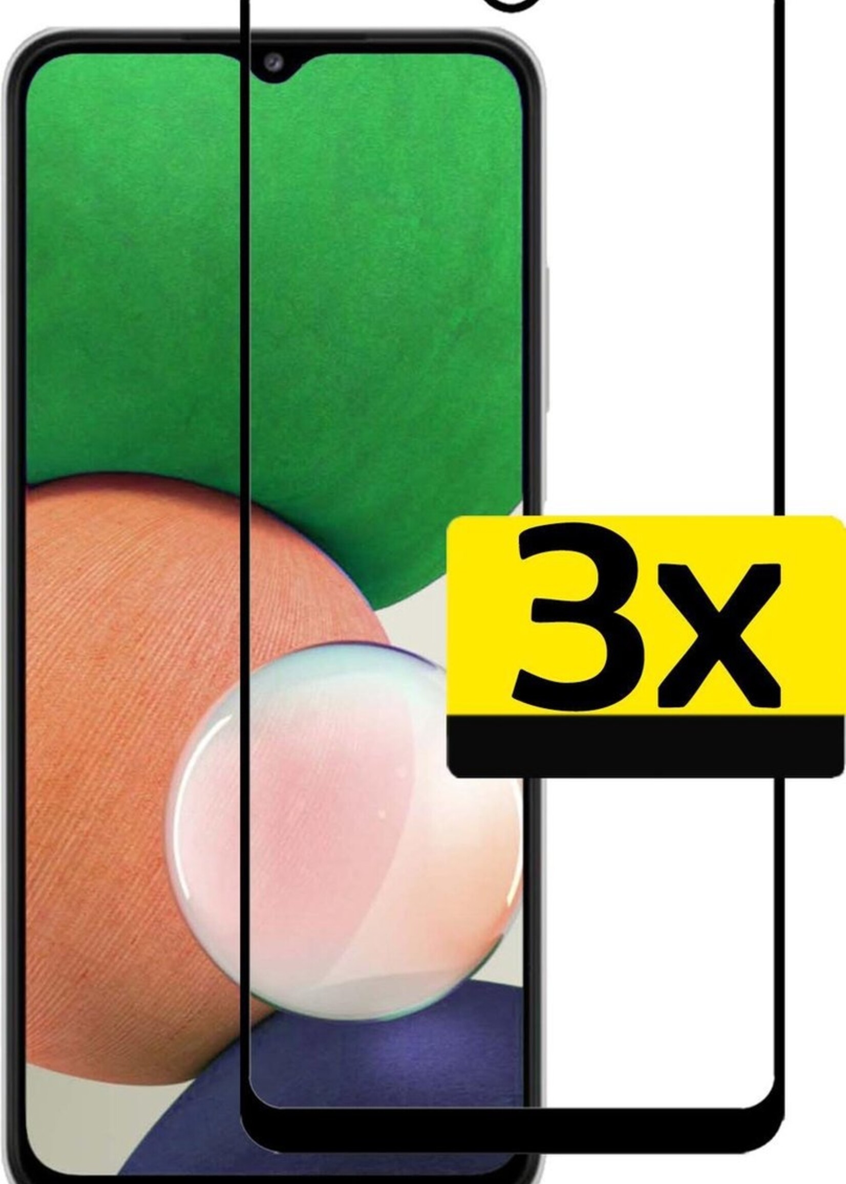 LUQ Screenprotector Geschikt voor Samsung A22 5G Screenprotector Glas Full Cover - Screenprotector Geschikt voor Samsung Galaxy A22 5G Screenprotector Full Cover - 3 Stuks