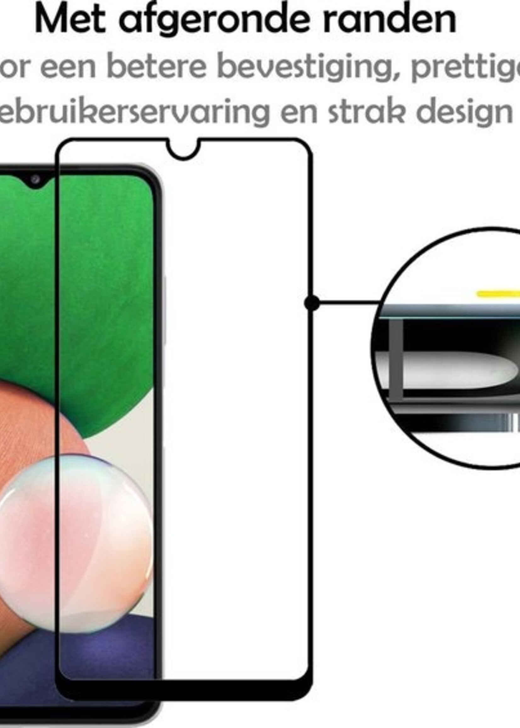 LUQ Screenprotector Geschikt voor Samsung A22 5G Screenprotector Glas Full Cover - Screenprotector Geschikt voor Samsung Galaxy A22 5G Screenprotector Full Cover - 3 Stuks