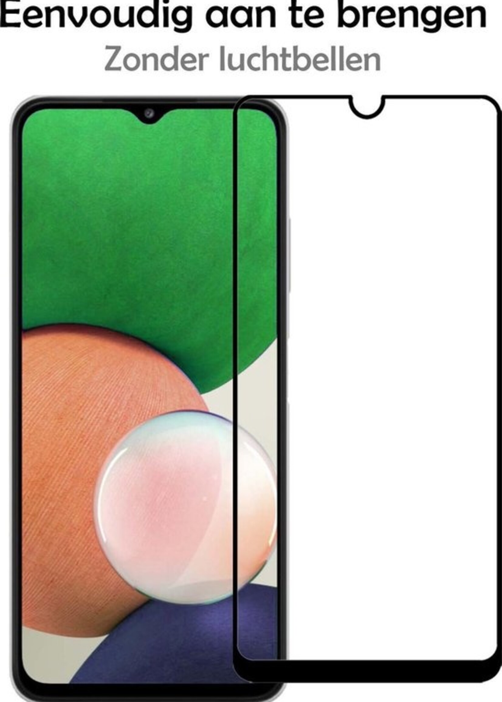 LUQ Screenprotector Geschikt voor Samsung A22 5G Screenprotector Glas Full Cover - Screenprotector Geschikt voor Samsung Galaxy A22 5G Screenprotector Full Cover - 3 Stuks