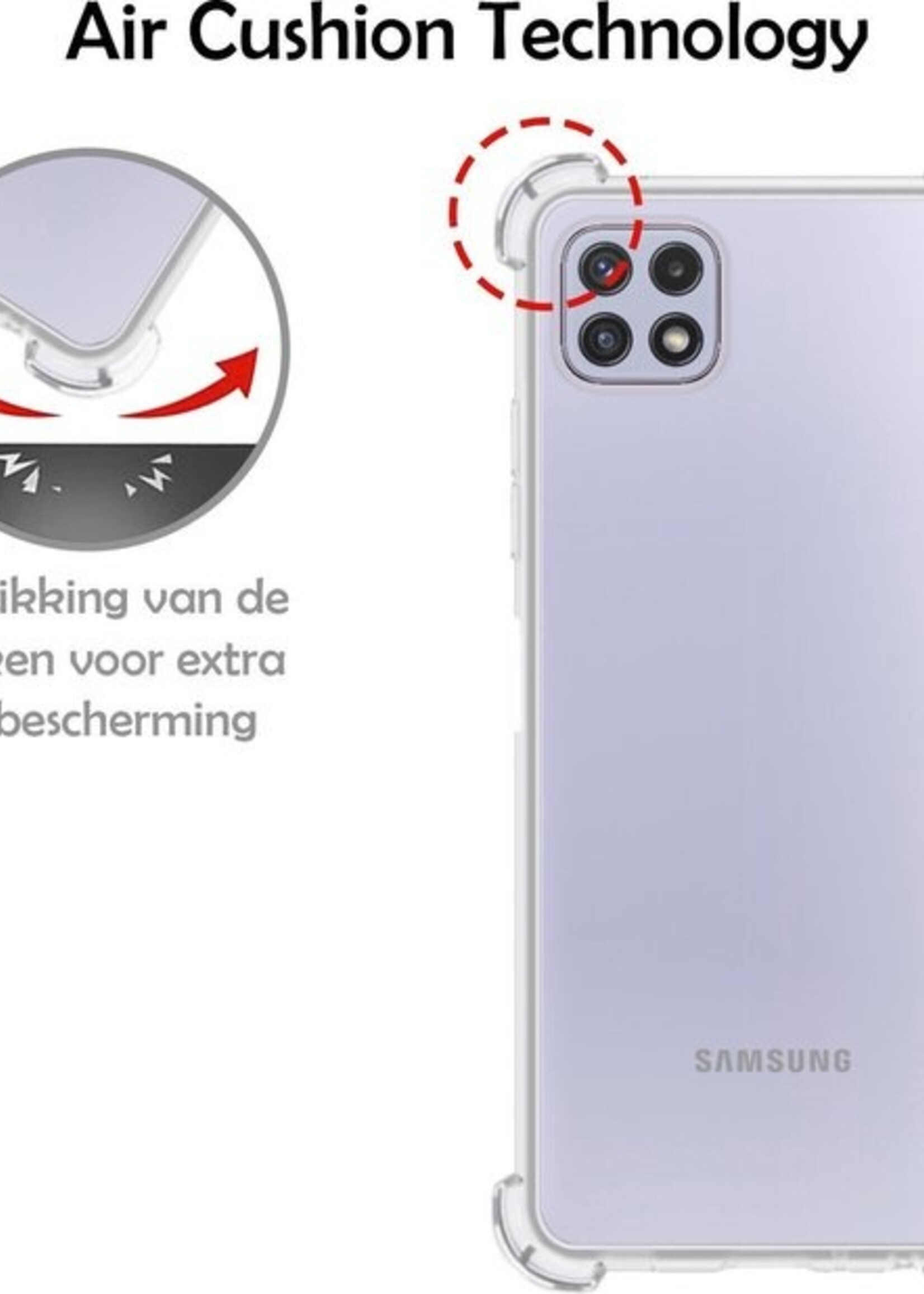 LUQ Hoesje Geschikt voor Samsung A22 5G Hoesje Shockproof Case Siliconen - Hoes Geschikt voor Samsung Galaxy A22 5G Hoes Cover Siliconen - Transparant