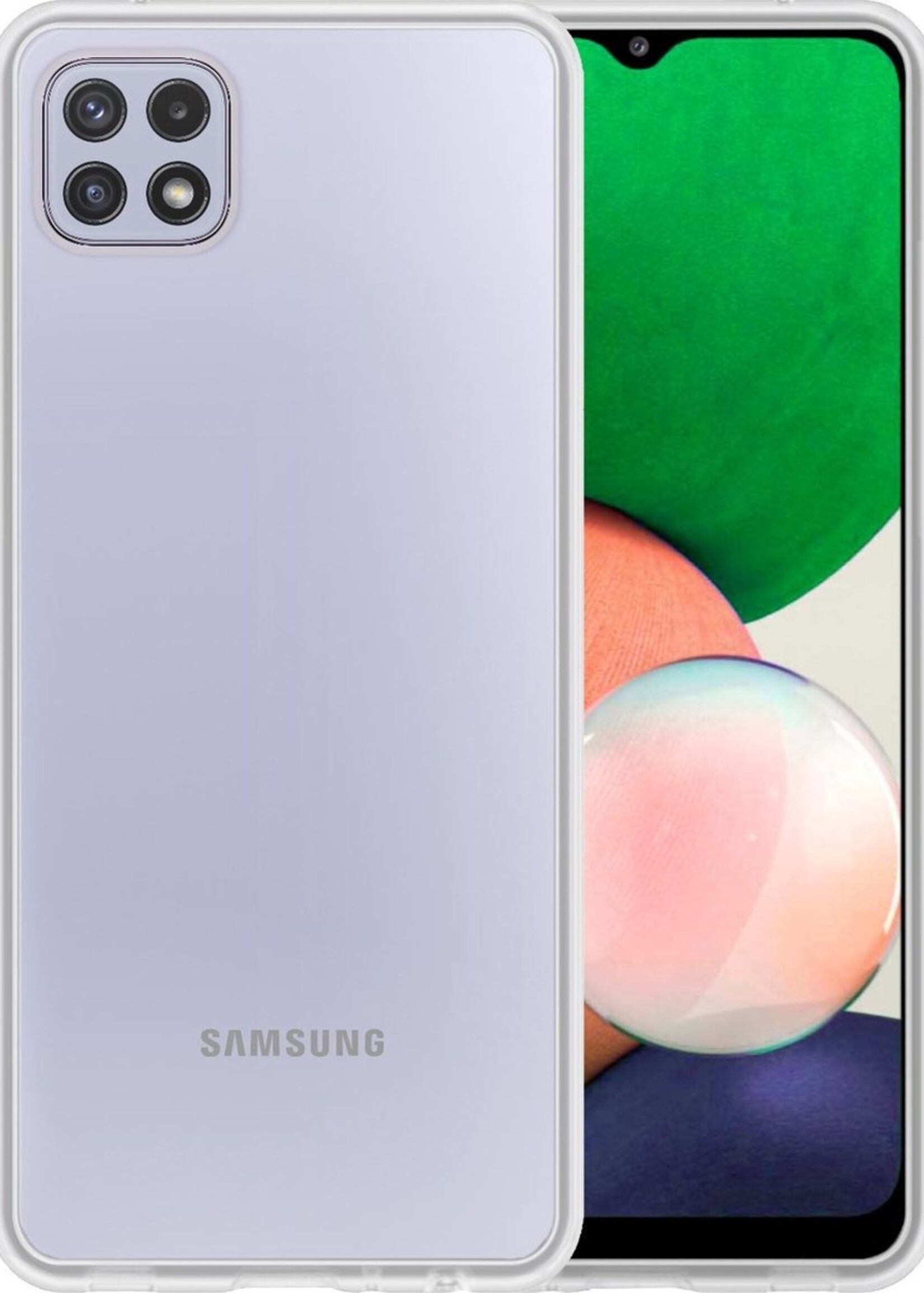 LUQ Hoesje Geschikt voor Samsung A22 5G Hoesje Siliconen Case - Hoes Geschikt voor Samsung Galaxy A22 5G Hoes Siliconen - Transparant
