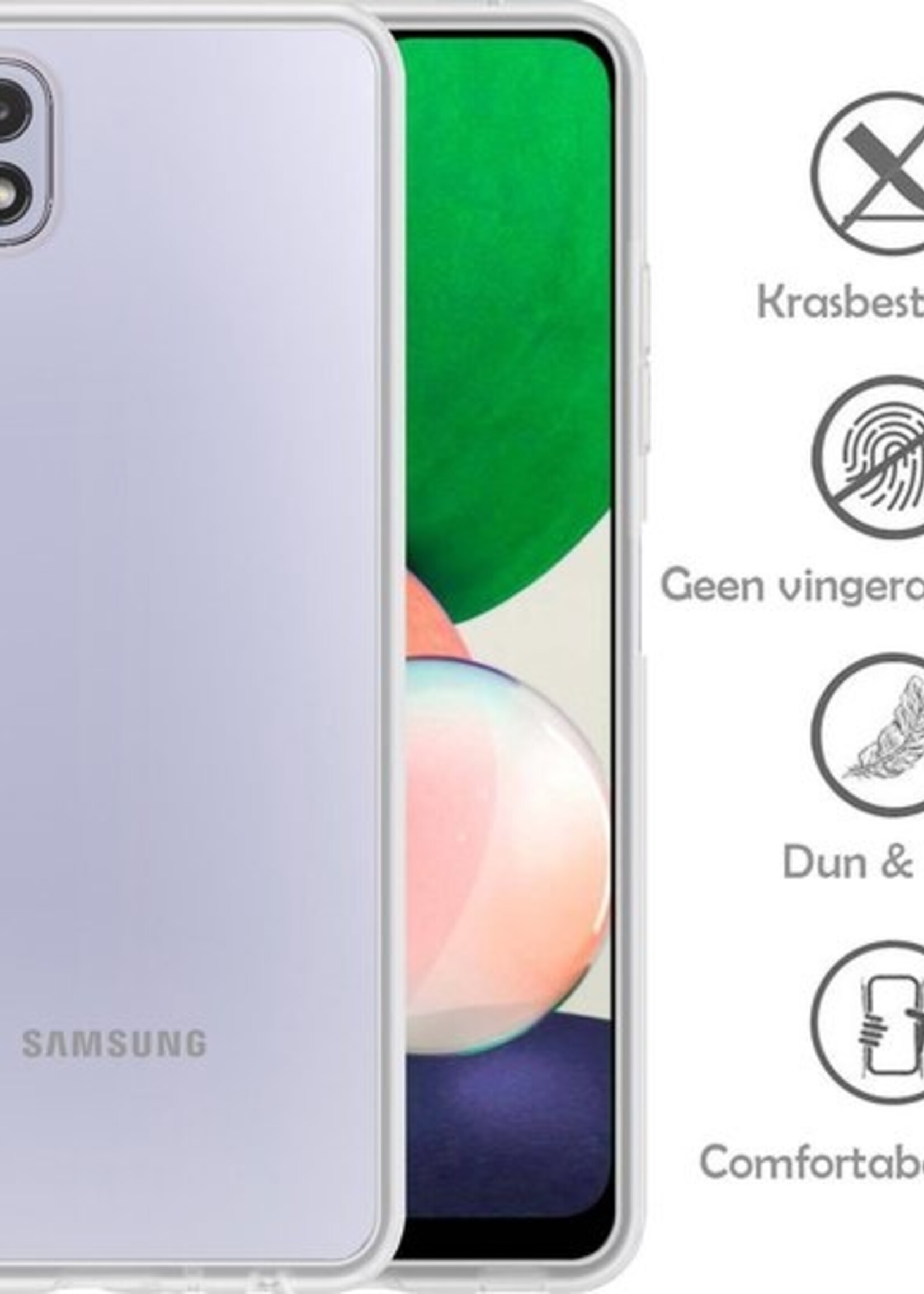 LUQ Hoesje Geschikt voor Samsung A22 5G Hoesje Siliconen Case - Hoes Geschikt voor Samsung Galaxy A22 5G Hoes Siliconen - Transparant