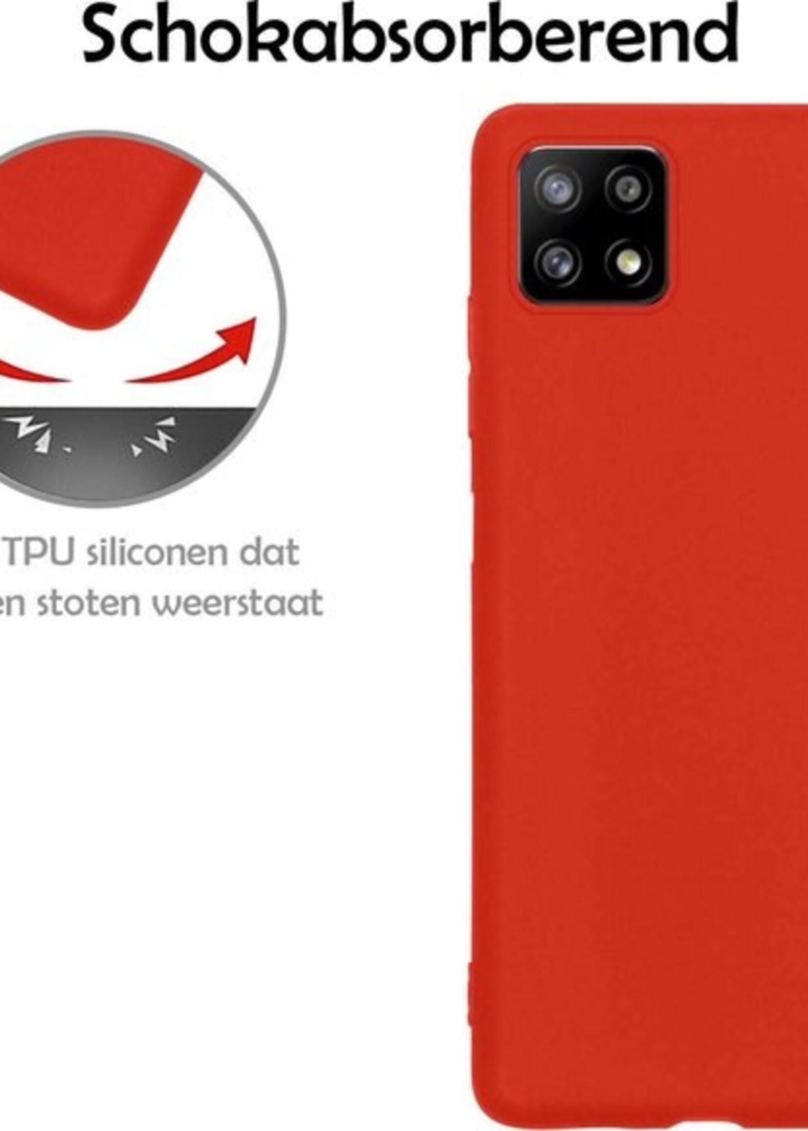 LUQ Hoesje Geschikt voor Samsung A22 5G Hoesje Siliconen Case - Hoes Geschikt voor Samsung Galaxy A22 5G Hoes Siliconen - Rood
