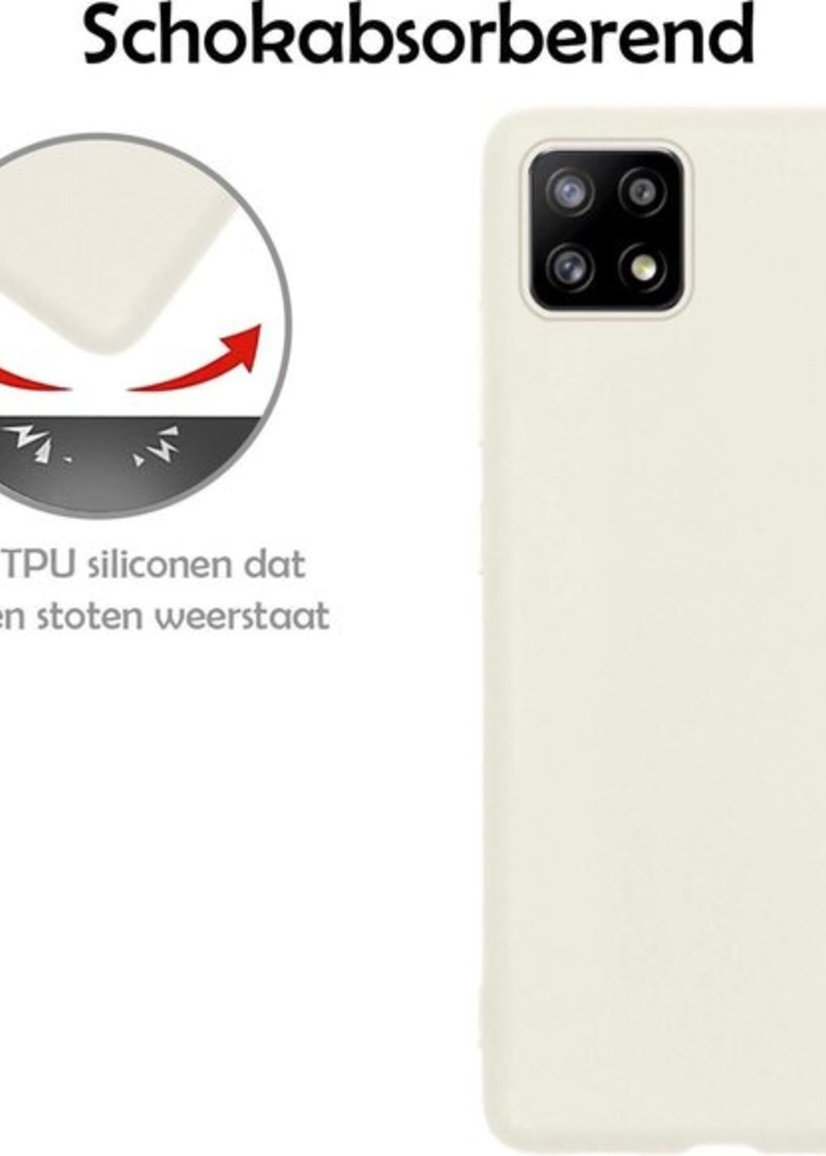 LUQ Hoesje Geschikt voor Samsung A22 5G Hoesje Siliconen Case - Hoes Geschikt voor Samsung Galaxy A22 5G Hoes Siliconen - Wit