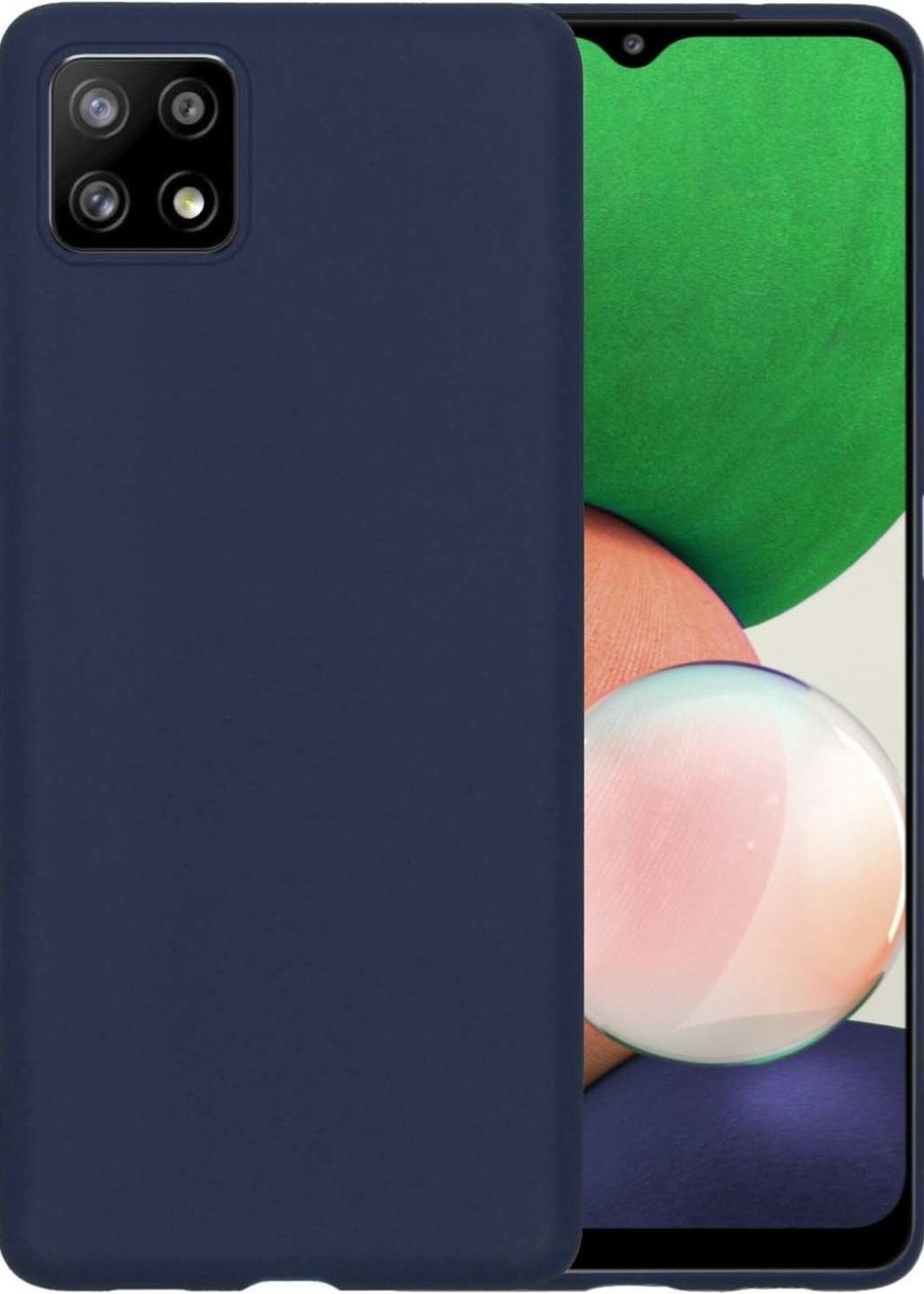 LUQ Hoesje Geschikt voor Samsung A22 5G Hoesje Siliconen Case - Hoes Geschikt voor Samsung Galaxy A22 5G Hoes Siliconen - Donkerblauw