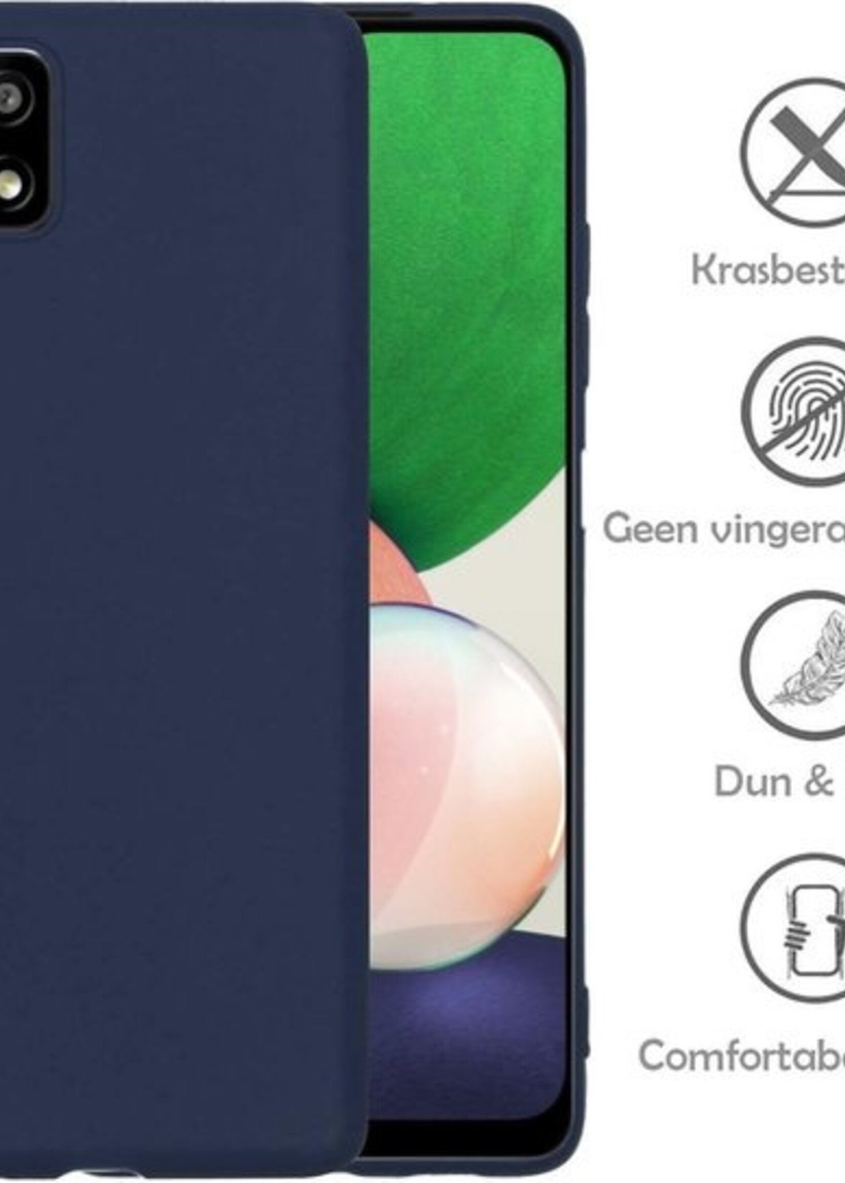LUQ Hoesje Geschikt voor Samsung A22 5G Hoesje Siliconen Case - Hoes Geschikt voor Samsung Galaxy A22 5G Hoes Siliconen - Donkerblauw