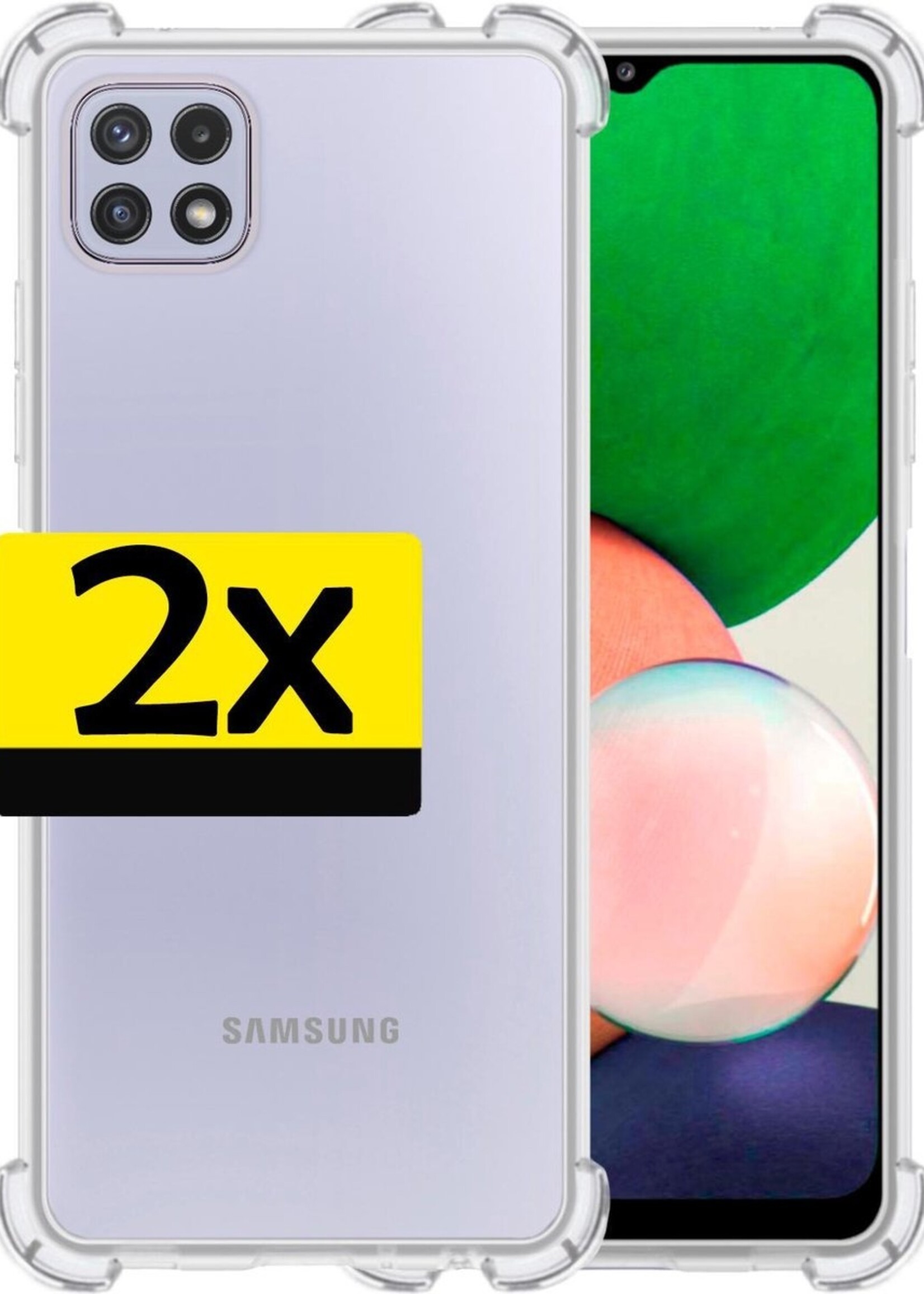LUQ Hoesje Geschikt voor Samsung A22 4G Hoesje Shockproof Case Siliconen - Hoes Geschikt voor Samsung Galaxy A22 4G Hoes Cover Siliconen - Transparant - 2 Stuks