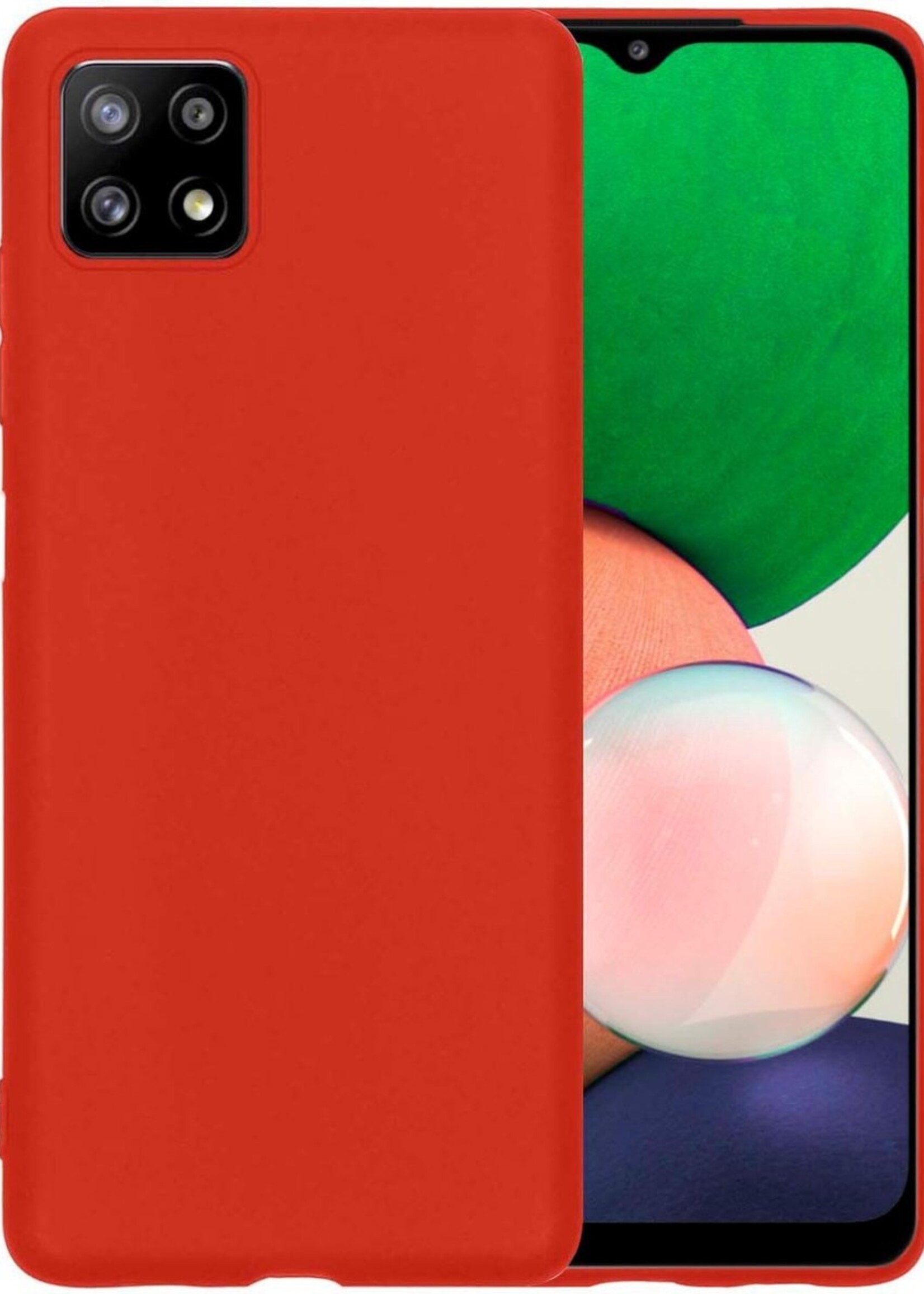 LUQ Hoesje Geschikt voor Samsung A22 5G Hoesje Siliconen Case - Hoes Geschikt voor Samsung Galaxy A22 5G Hoes Siliconen - Rood