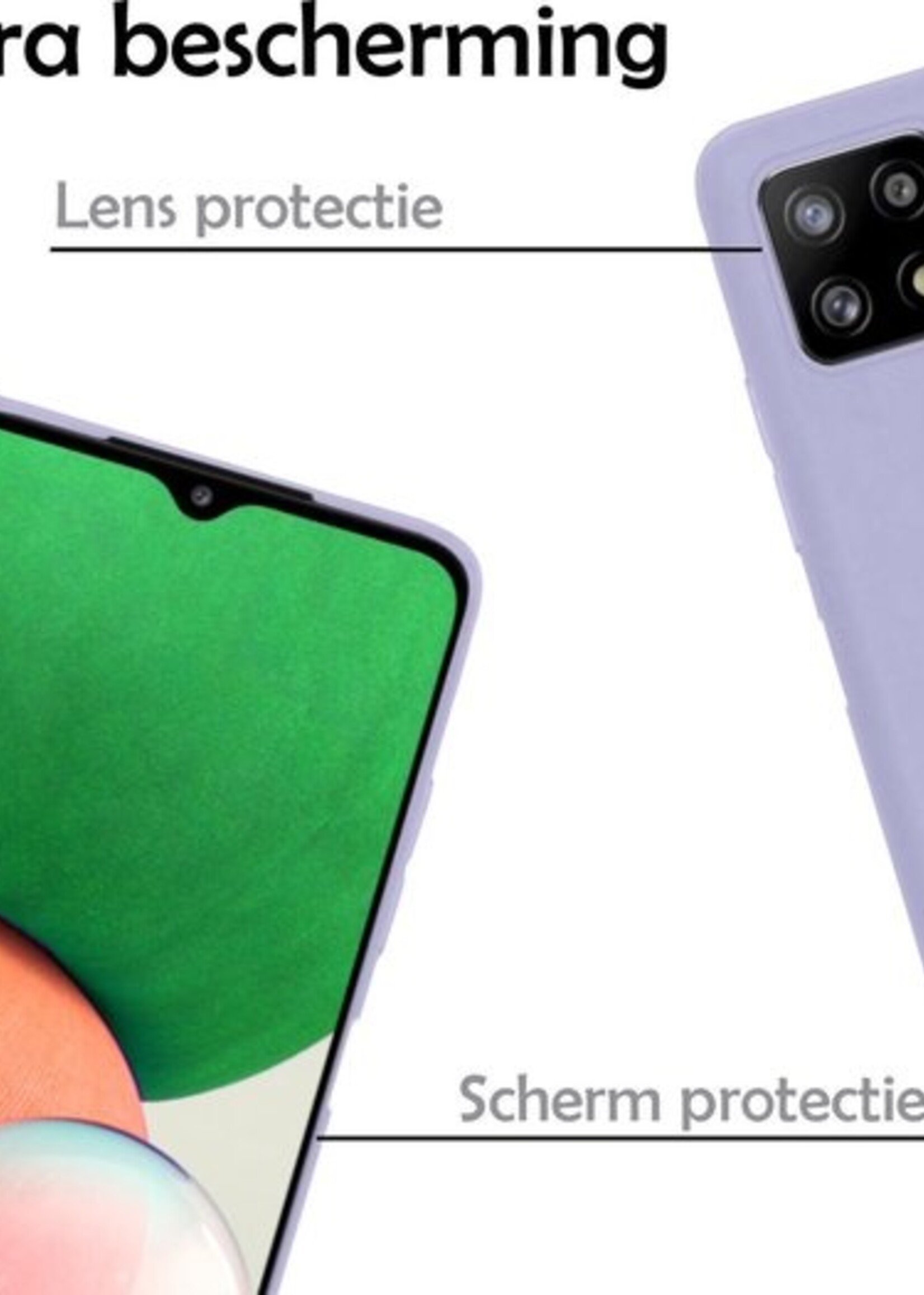 LUQ Hoesje Geschikt voor Samsung A22 5G Hoesje Siliconen Case - Hoes Geschikt voor Samsung Galaxy A22 5G Hoes Siliconen - Lila
