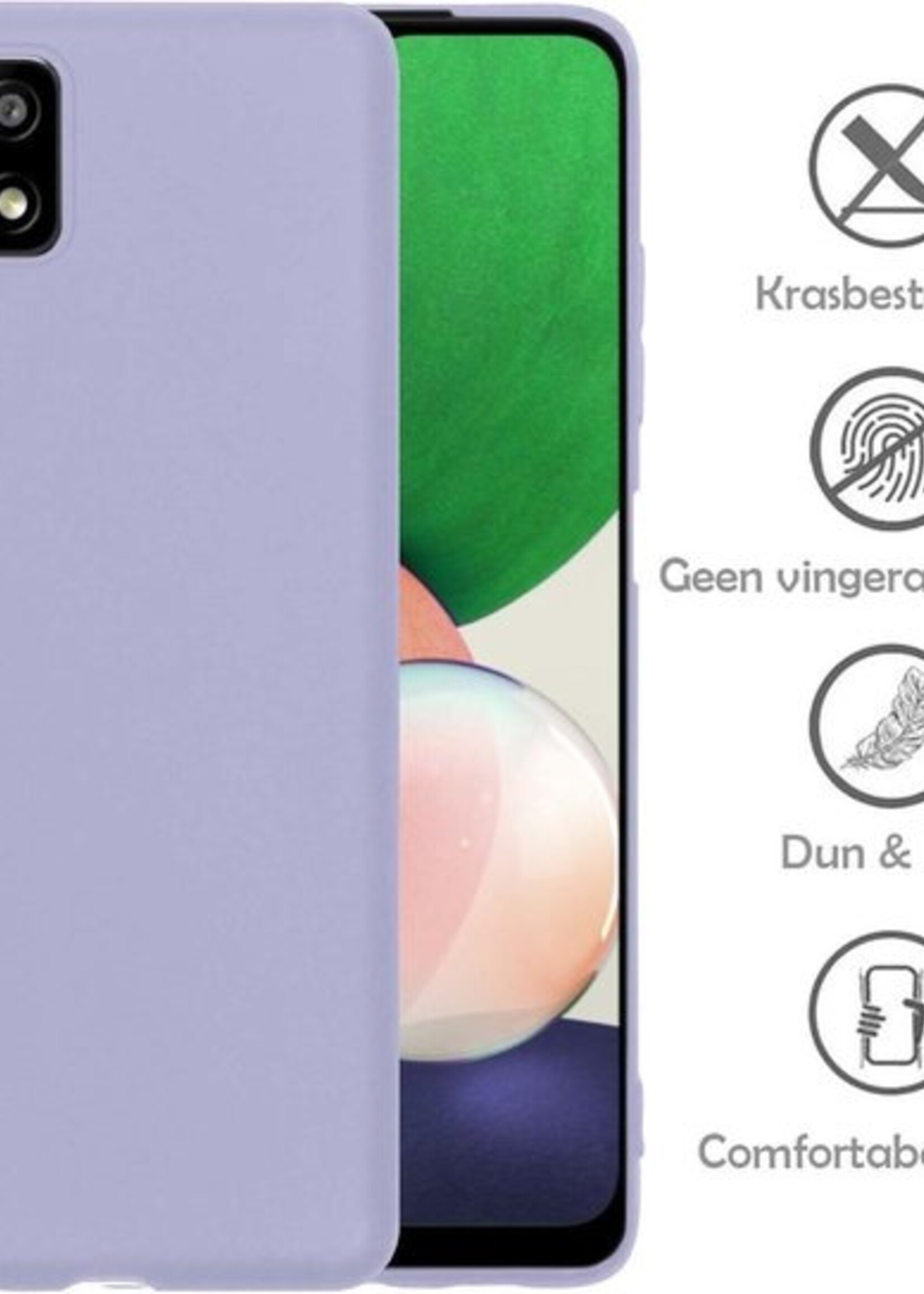 LUQ Hoesje Geschikt voor Samsung A22 5G Hoesje Siliconen Case - Hoes Geschikt voor Samsung Galaxy A22 5G Hoes Siliconen - Lila