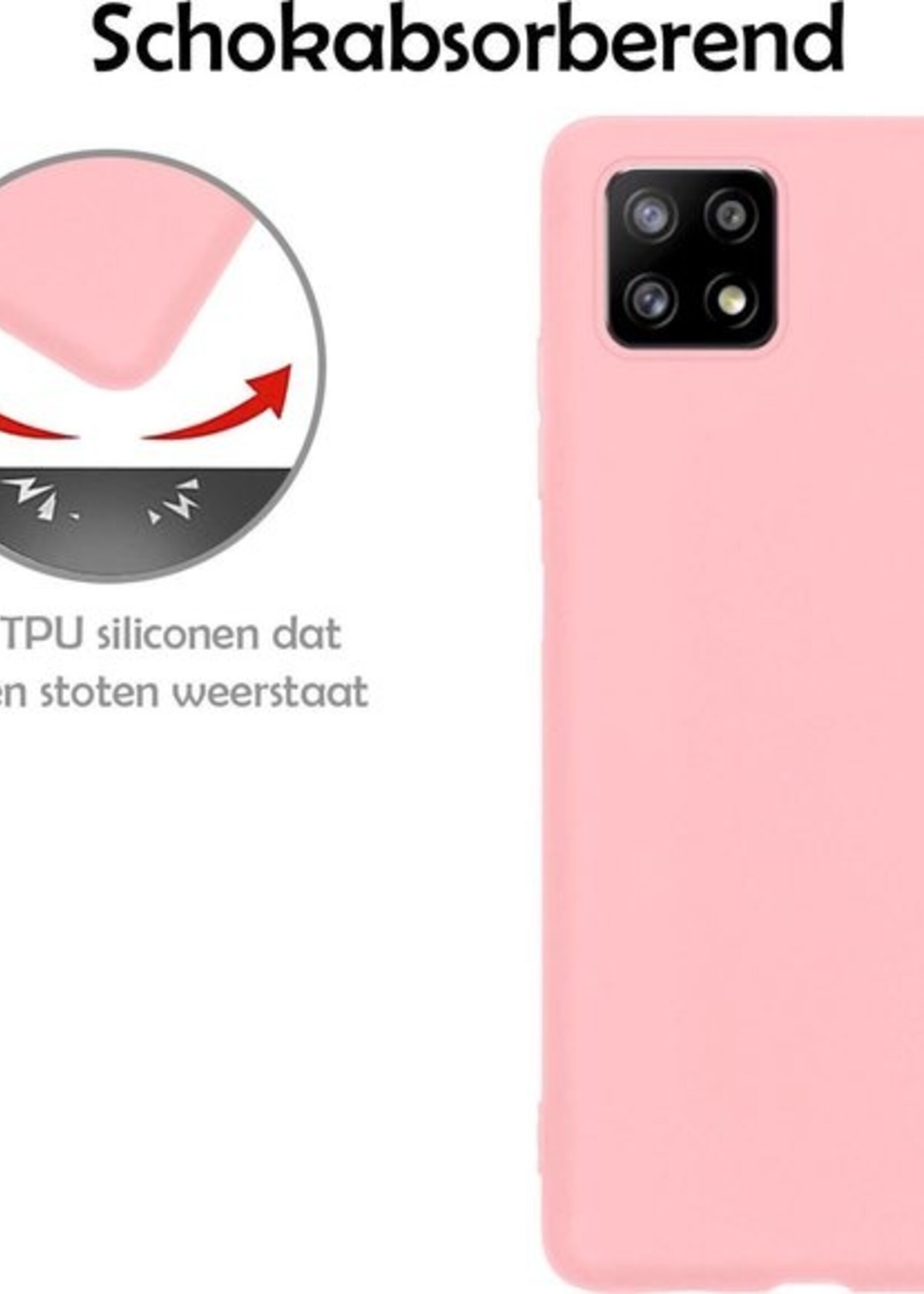 LUQ Hoesje Geschikt voor Samsung A22 5G Hoesje Siliconen Case - Hoes Geschikt voor Samsung Galaxy A22 5G Hoes Siliconen - Roze
