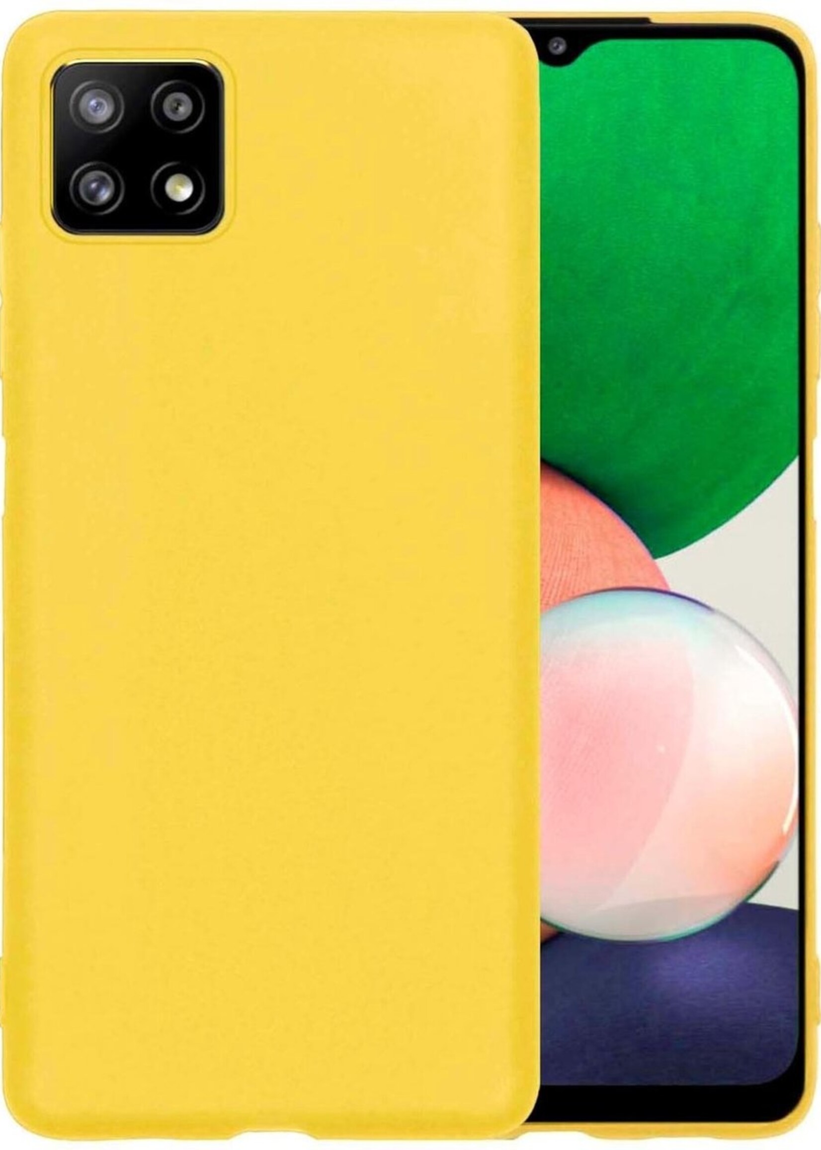 LUQ Hoesje Geschikt voor Samsung A22 5G Hoesje Siliconen Case - Hoes Geschikt voor Samsung Galaxy A22 5G Hoes Siliconen - Geel