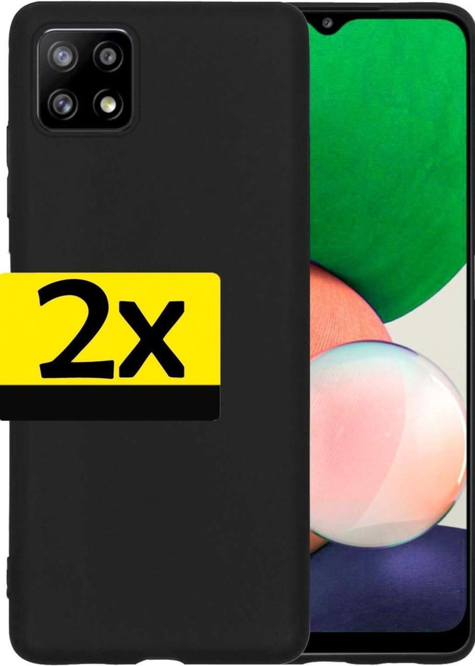 LUQ Hoesje Geschikt voor Samsung A22 5G Hoesje Siliconen Case - Hoes Geschikt voor Samsung Galaxy A22 5G Hoes Siliconen - Zwart - 2 Stuks