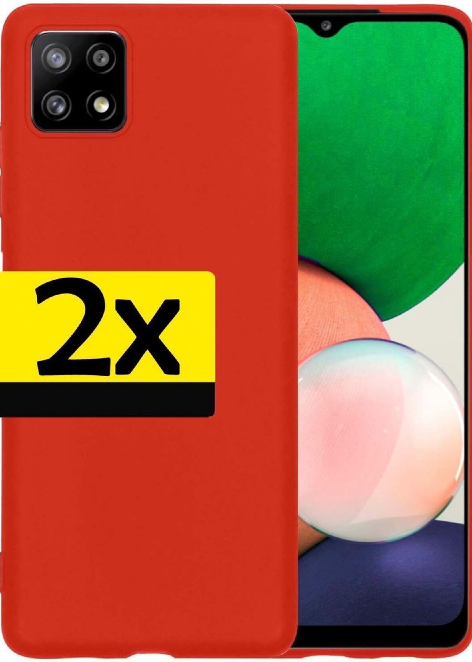 LUQ Hoesje Geschikt voor Samsung A22 5G Hoesje Siliconen Case - Hoes Geschikt voor Samsung Galaxy A22 5G Hoes Siliconen - Rood - 2 Stuks