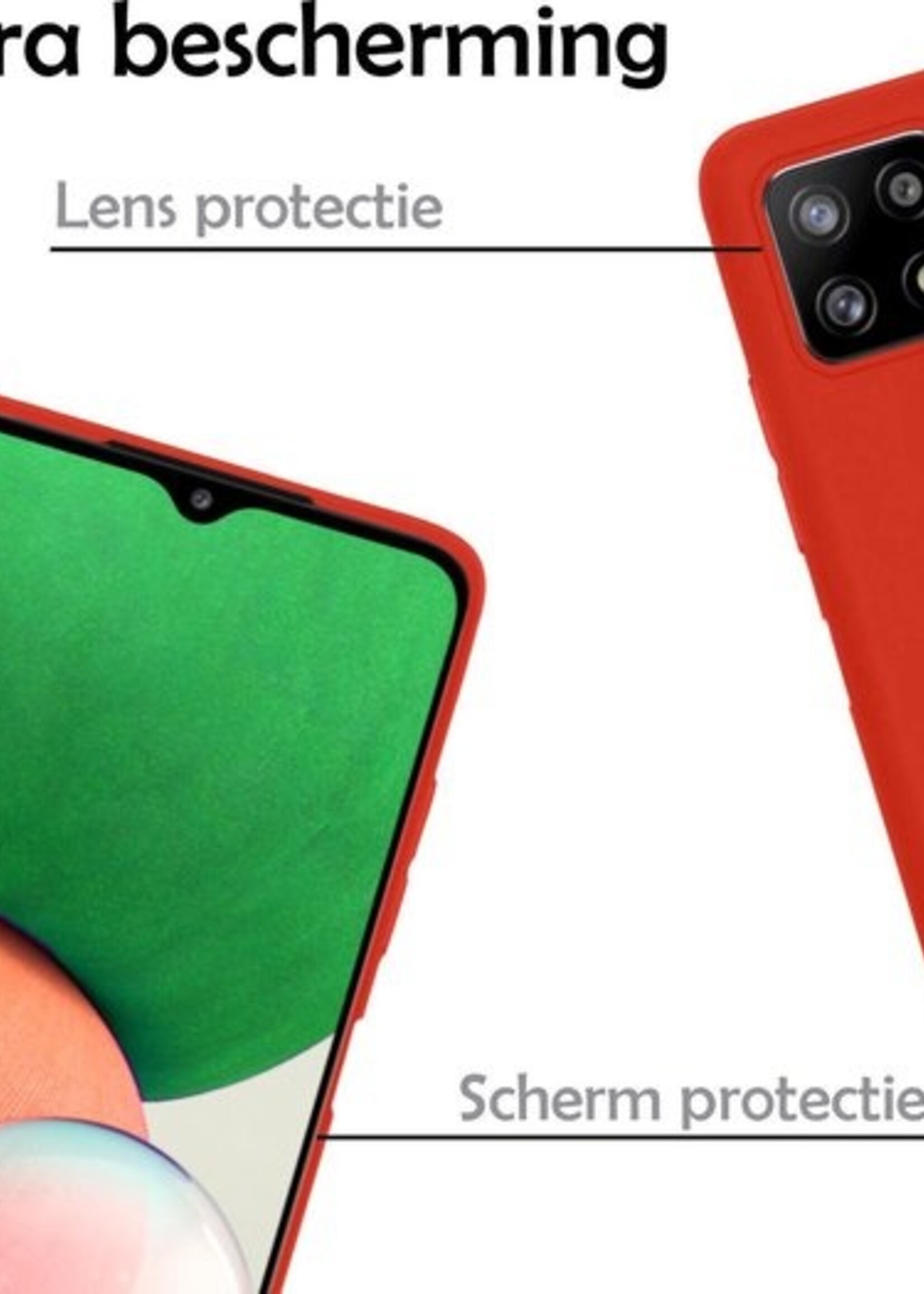 LUQ Hoesje Geschikt voor Samsung A22 5G Hoesje Siliconen Case - Hoes Geschikt voor Samsung Galaxy A22 5G Hoes Siliconen - Rood - 2 Stuks