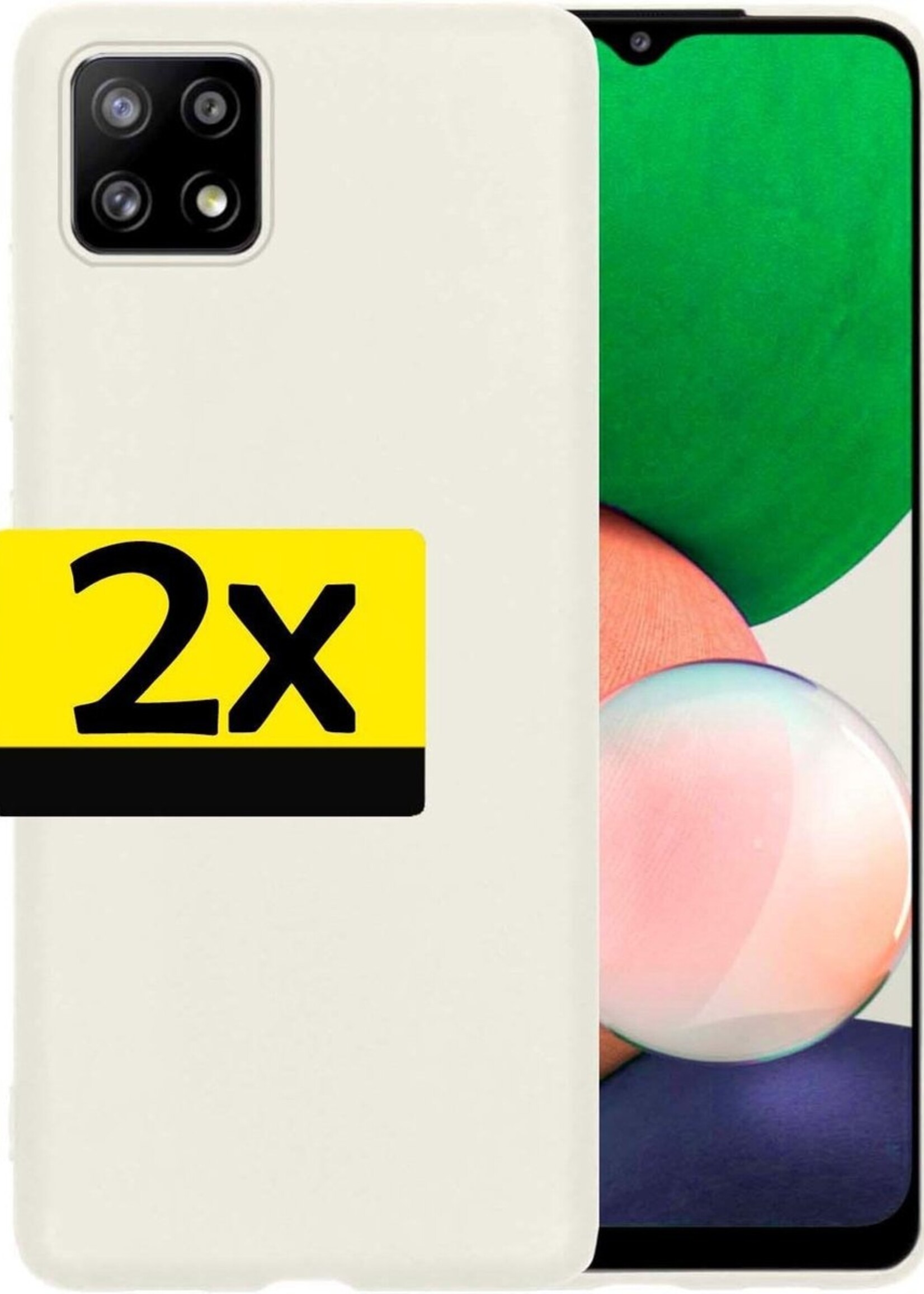 LUQ Hoesje Geschikt voor Samsung A22 5G Hoesje Siliconen Case - Hoes Geschikt voor Samsung Galaxy A22 5G Hoes Siliconen - Wit - 2 Stuks