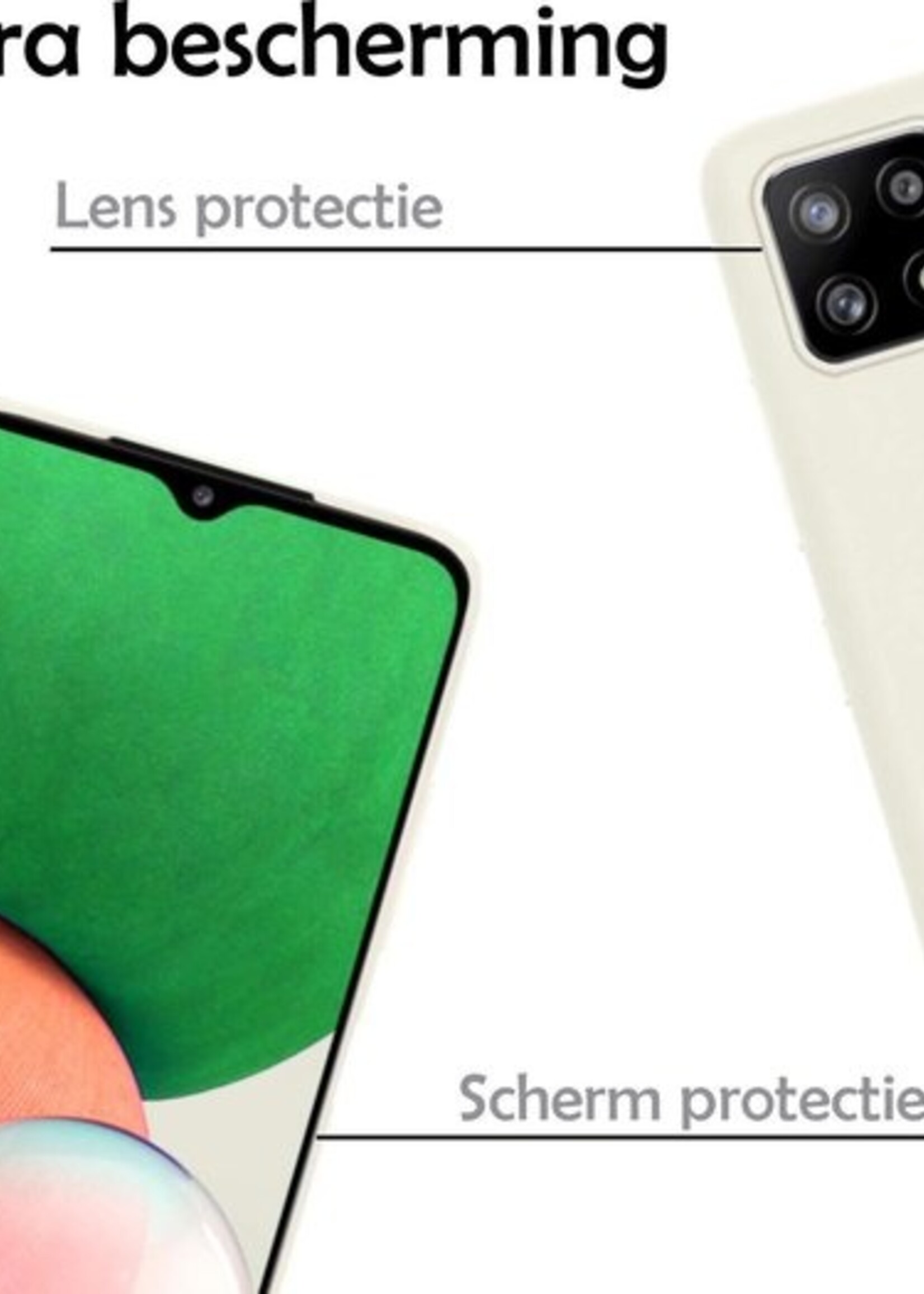 LUQ Hoesje Geschikt voor Samsung A22 5G Hoesje Siliconen Case - Hoes Geschikt voor Samsung Galaxy A22 5G Hoes Siliconen - Wit - 2 Stuks
