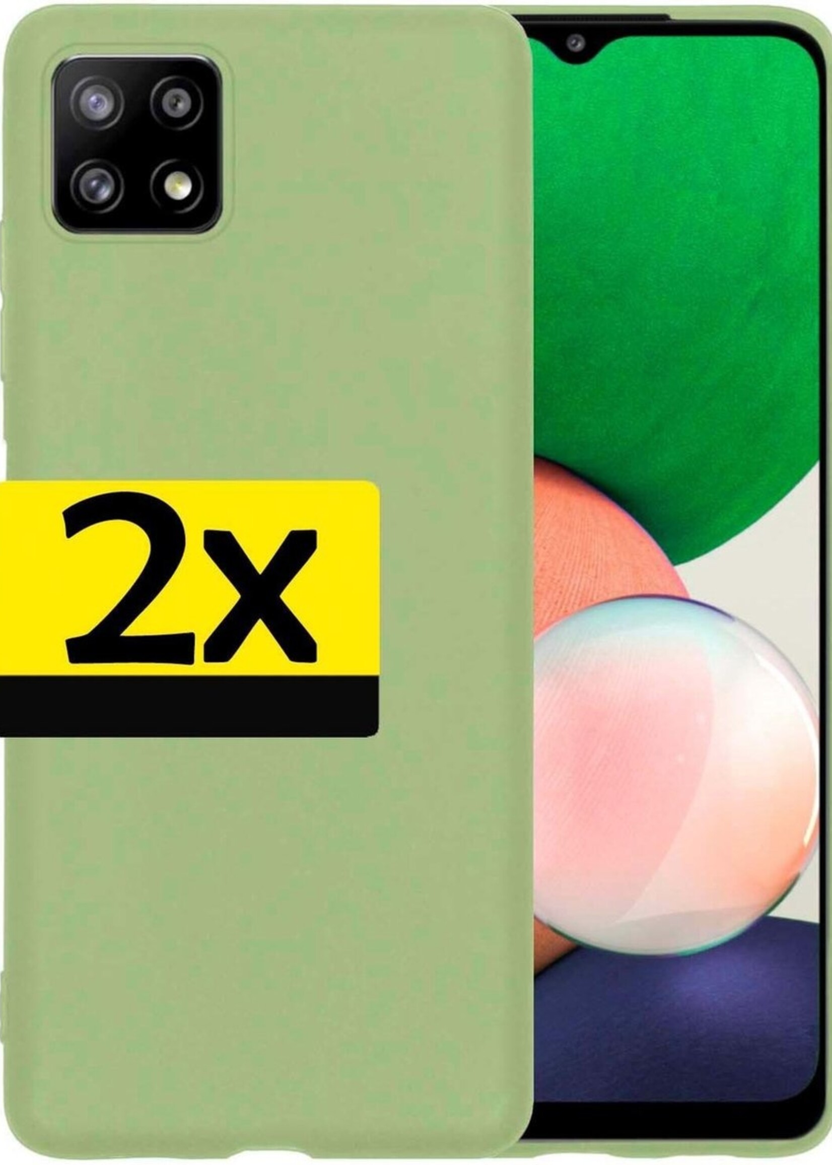 LUQ Hoesje Geschikt voor Samsung A22 5G Hoesje Siliconen Case - Hoes Geschikt voor Samsung Galaxy A22 5G Hoes Siliconen - Groen - 2 Stuks