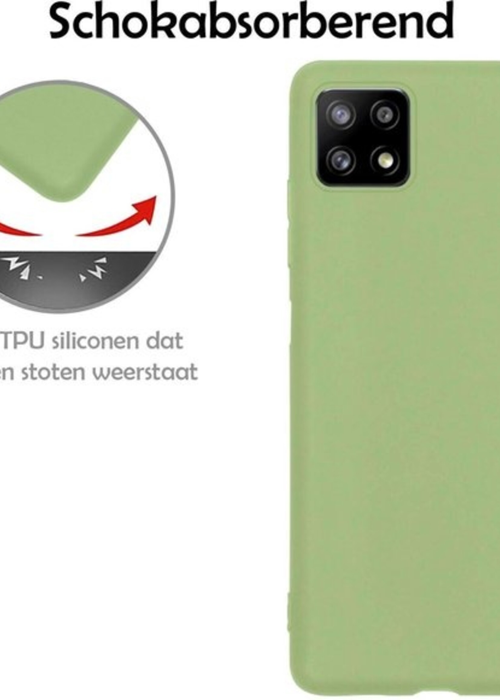 LUQ Hoesje Geschikt voor Samsung A22 5G Hoesje Siliconen Case - Hoes Geschikt voor Samsung Galaxy A22 5G Hoes Siliconen - Groen - 2 Stuks
