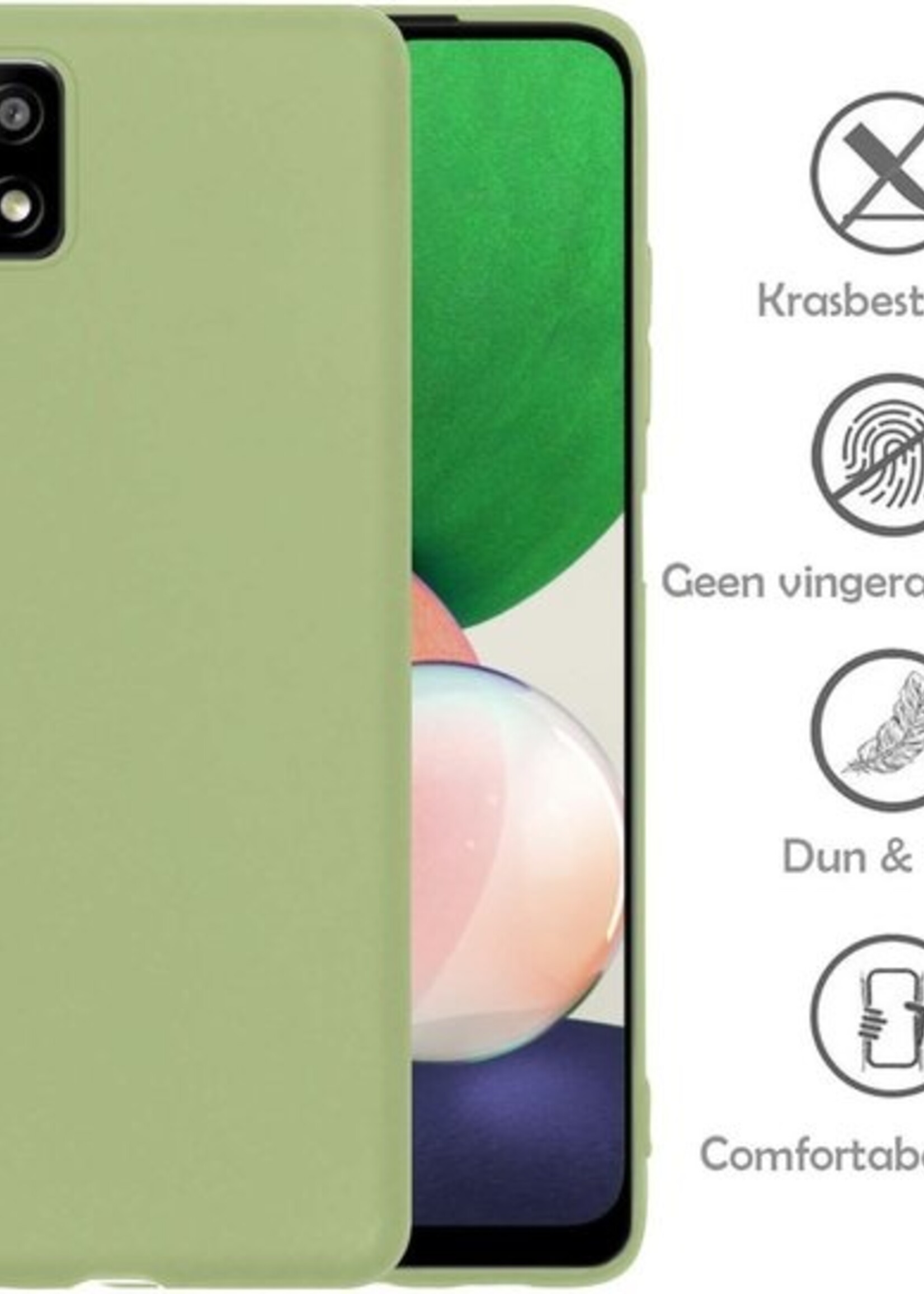 LUQ Hoesje Geschikt voor Samsung A22 5G Hoesje Siliconen Case - Hoes Geschikt voor Samsung Galaxy A22 5G Hoes Siliconen - Groen - 2 Stuks