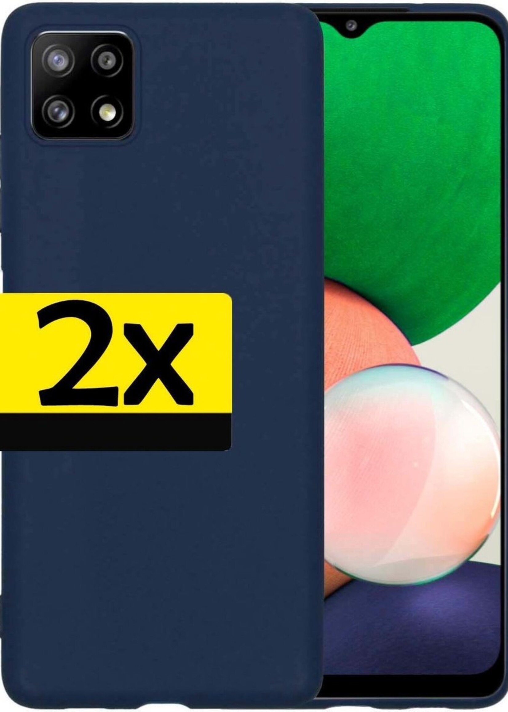 LUQ Hoesje Geschikt voor Samsung A22 5G Hoesje Siliconen Case - Hoes Geschikt voor Samsung Galaxy A22 5G Hoes Siliconen - Donkerblauw - 2 Stuks