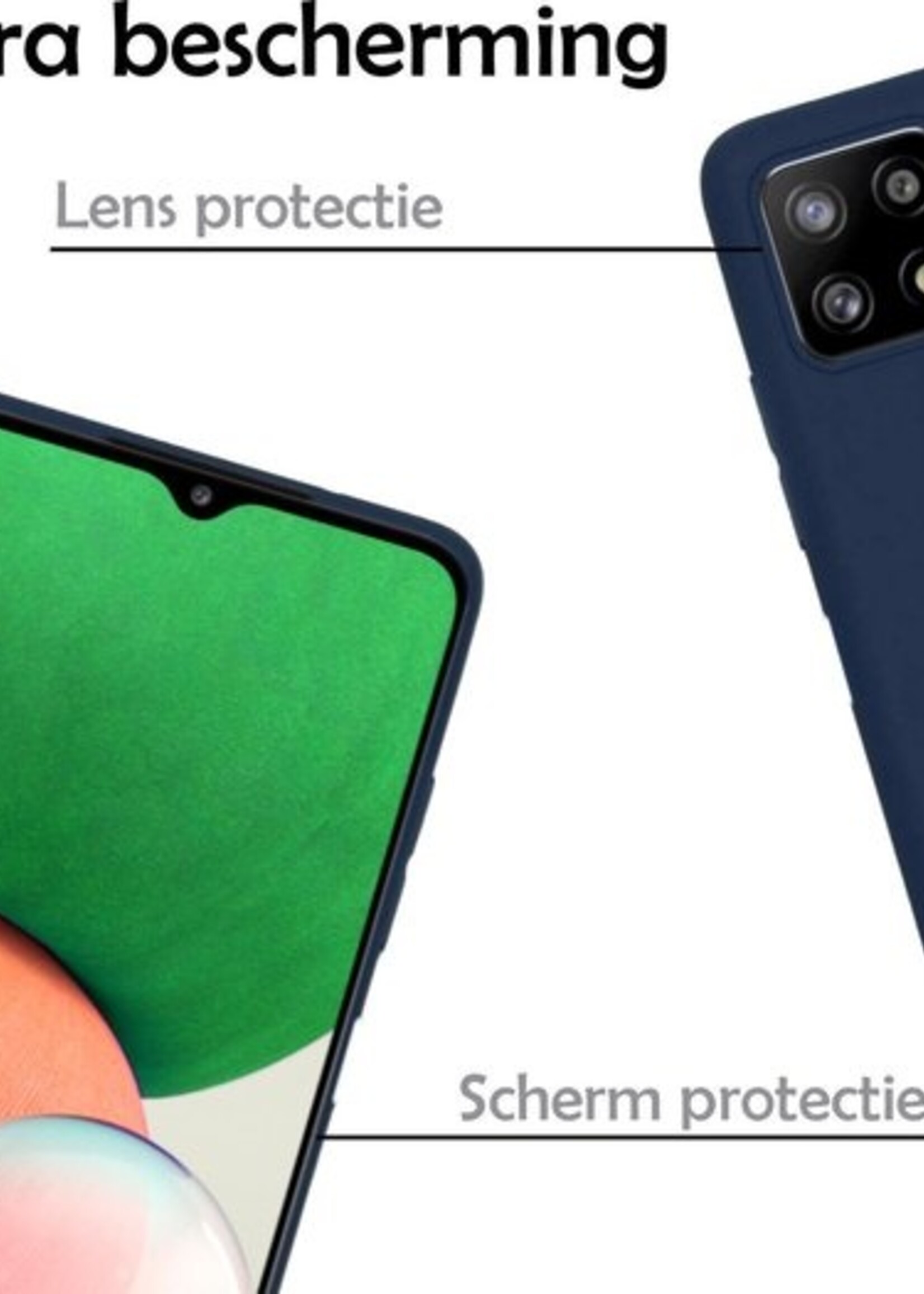 LUQ Hoesje Geschikt voor Samsung A22 5G Hoesje Siliconen Case - Hoes Geschikt voor Samsung Galaxy A22 5G Hoes Siliconen - Donkerblauw - 2 Stuks
