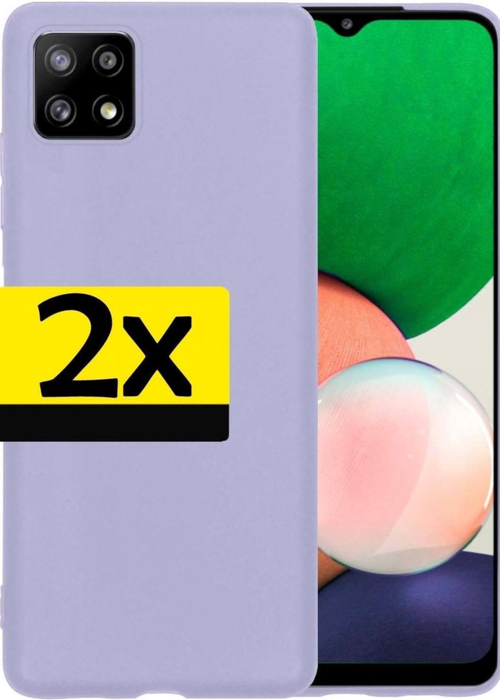LUQ Hoesje Geschikt voor Samsung A22 5G Hoesje Siliconen Case - Hoes Geschikt voor Samsung Galaxy A22 5G Hoes Siliconen - Lila - 2 Stuks