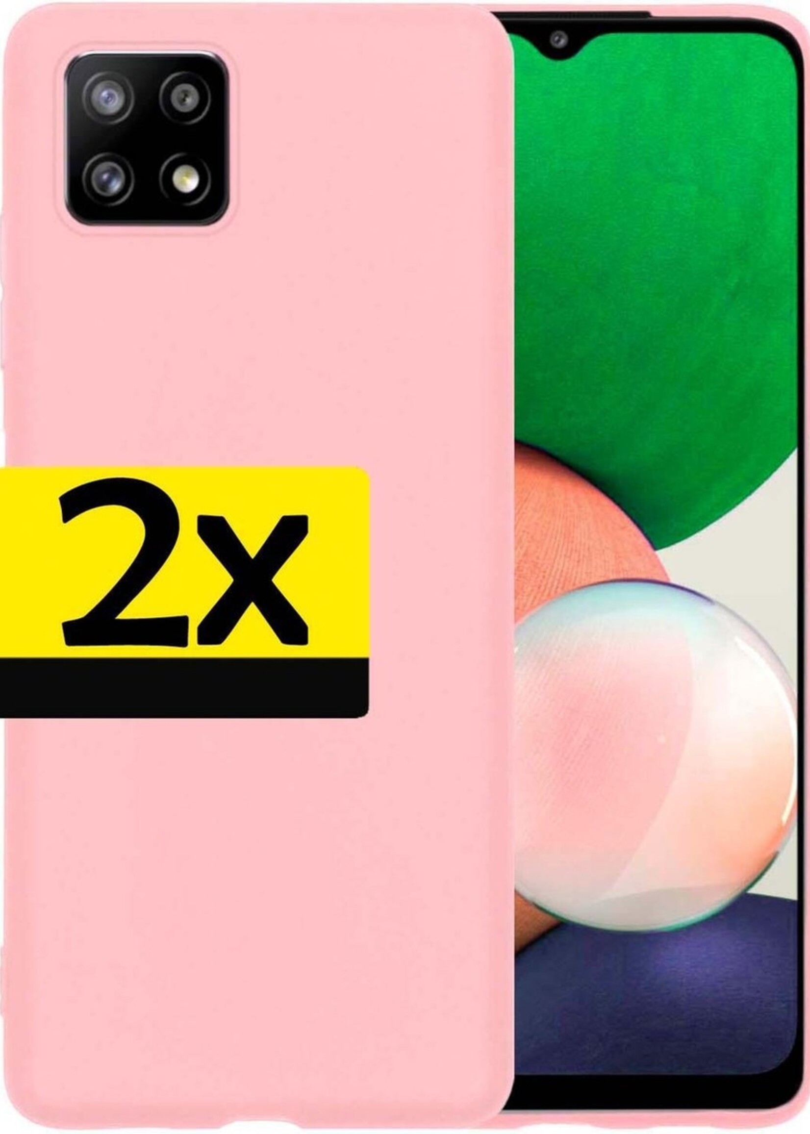 LUQ Hoesje Geschikt voor Samsung A22 5G Hoesje Siliconen Case - Hoes Geschikt voor Samsung Galaxy A22 5G Hoes Siliconen - Roze - 2 Stuks