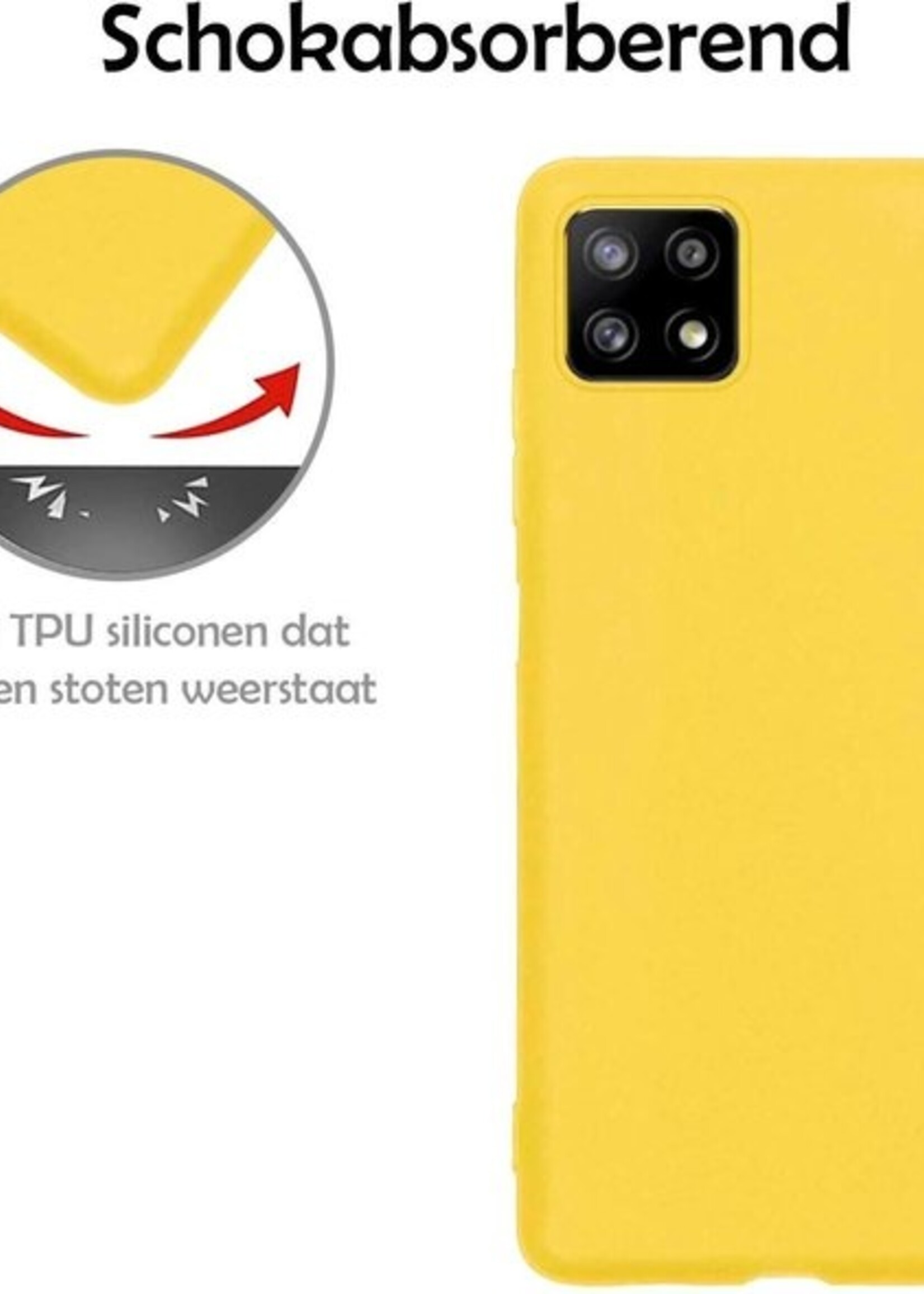 LUQ Hoesje Geschikt voor Samsung A22 5G Hoesje Siliconen Case - Hoes Geschikt voor Samsung Galaxy A22 5G Hoes Siliconen - Geel - 2 Stuks