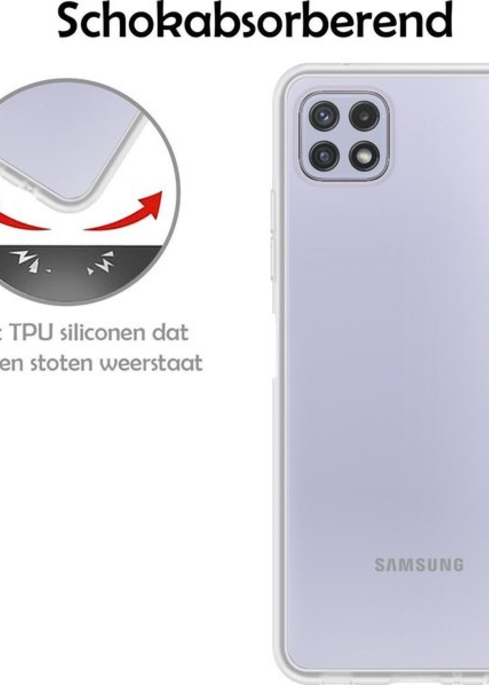 LUQ Hoesje Geschikt voor Samsung A22 4G Hoesje Siliconen Case Met 2x Screenprotector - Hoes Geschikt voor Samsung Galaxy A22 4G Hoes Siliconen - Transparant