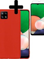 LUQ LUQ Samsung Galaxy A22 5G hoesje siliconen rood + screenprotector