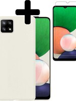 LUQ LUQ Samsung Galaxy A22 5G hoesje siliconen wit + screenprotector