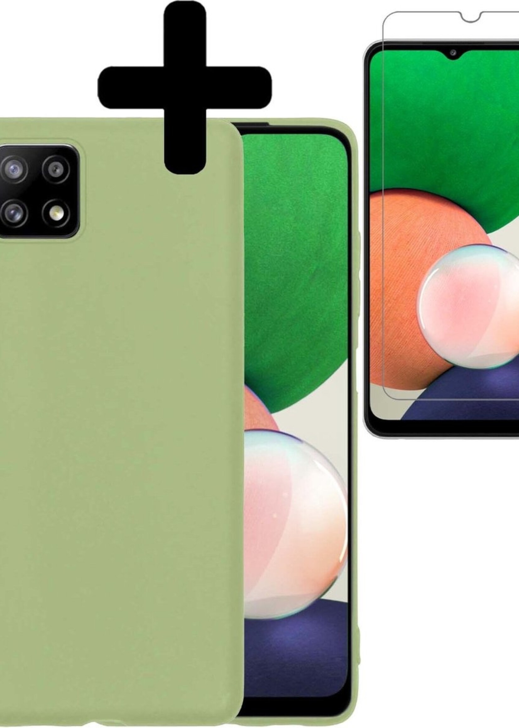 LUQ Hoesje Geschikt voor Samsung A22 5G Hoesje Siliconen Case Met Screenprotector - Hoes Geschikt voor Samsung Galaxy A22 5G Hoes Siliconen - Groen