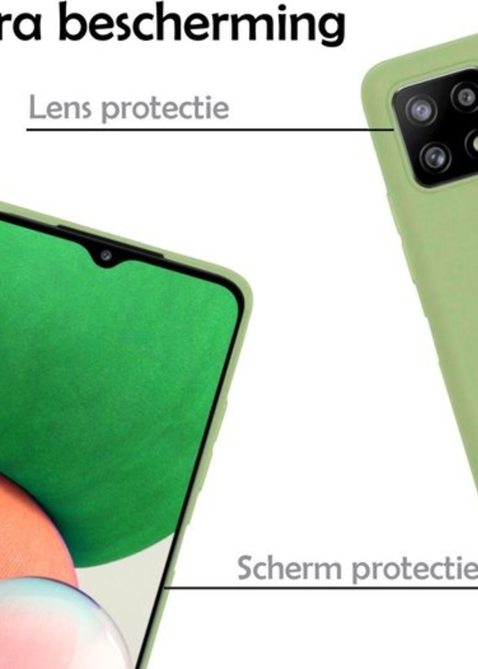LUQ Hoesje Geschikt voor Samsung A22 5G Hoesje Siliconen Case Met Screenprotector - Hoes Geschikt voor Samsung Galaxy A22 5G Hoes Siliconen - Groen