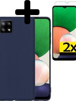 LUQ LUQ Samsung Galaxy A22 5G hoesje siliconen donkerblauw + screenprotector