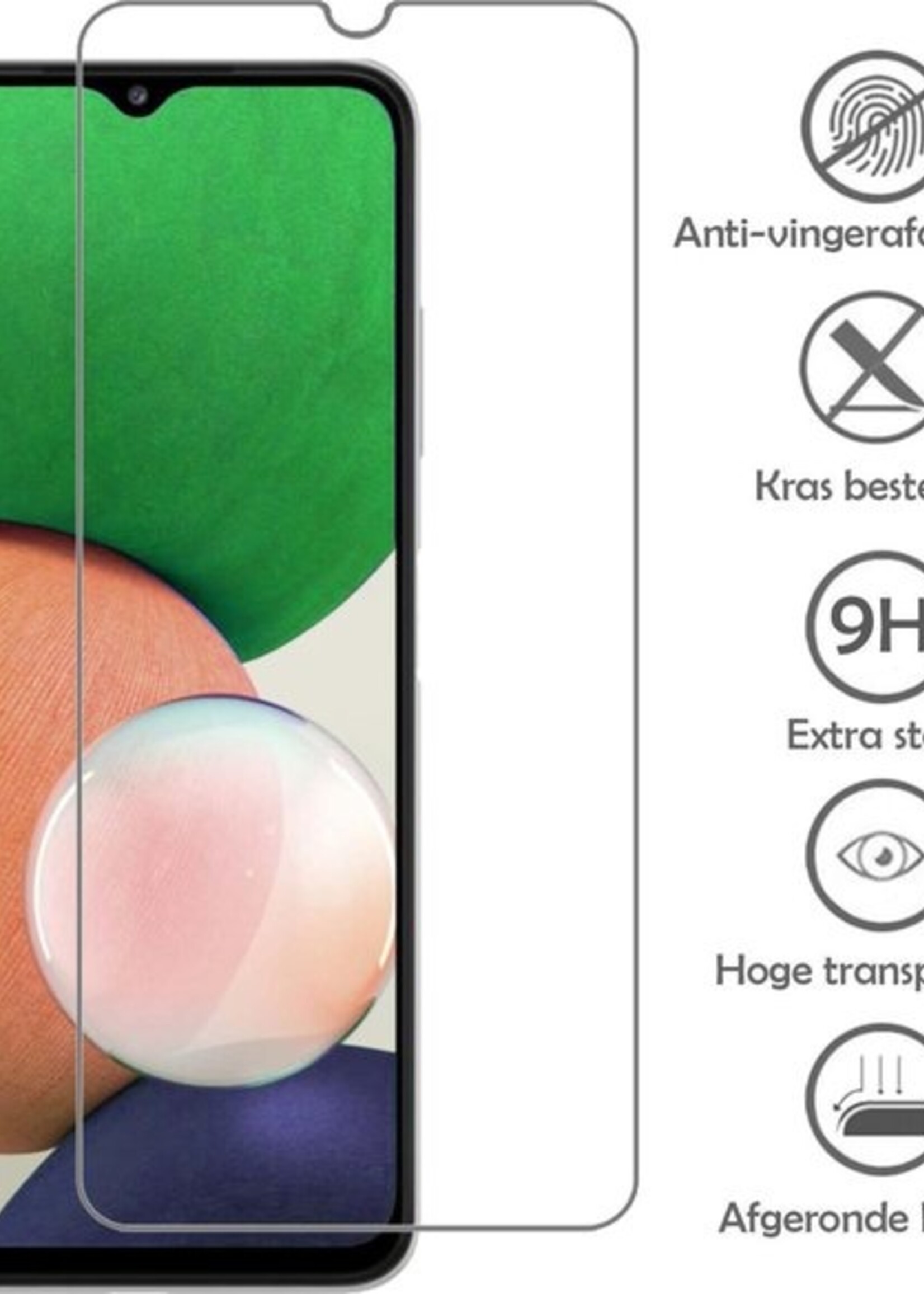 LUQ Hoesje Geschikt voor Samsung A22 5G Hoesje Siliconen Case Met Screenprotector - Hoes Geschikt voor Samsung Galaxy A22 5G Hoes Siliconen - Donkerblauw