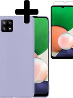 LUQ LUQ Samsung Galaxy A22 5G hoesje siliconen lila + screenprotector